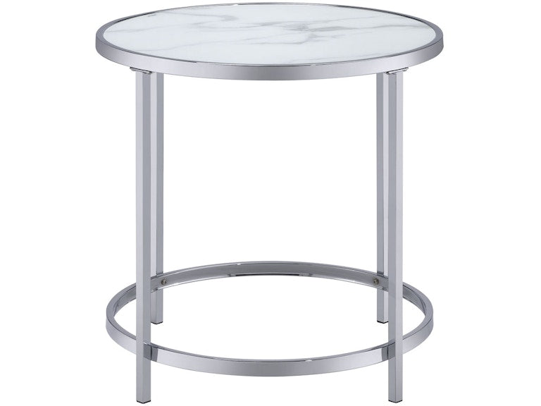 Rayne Faux Marble Top Round End