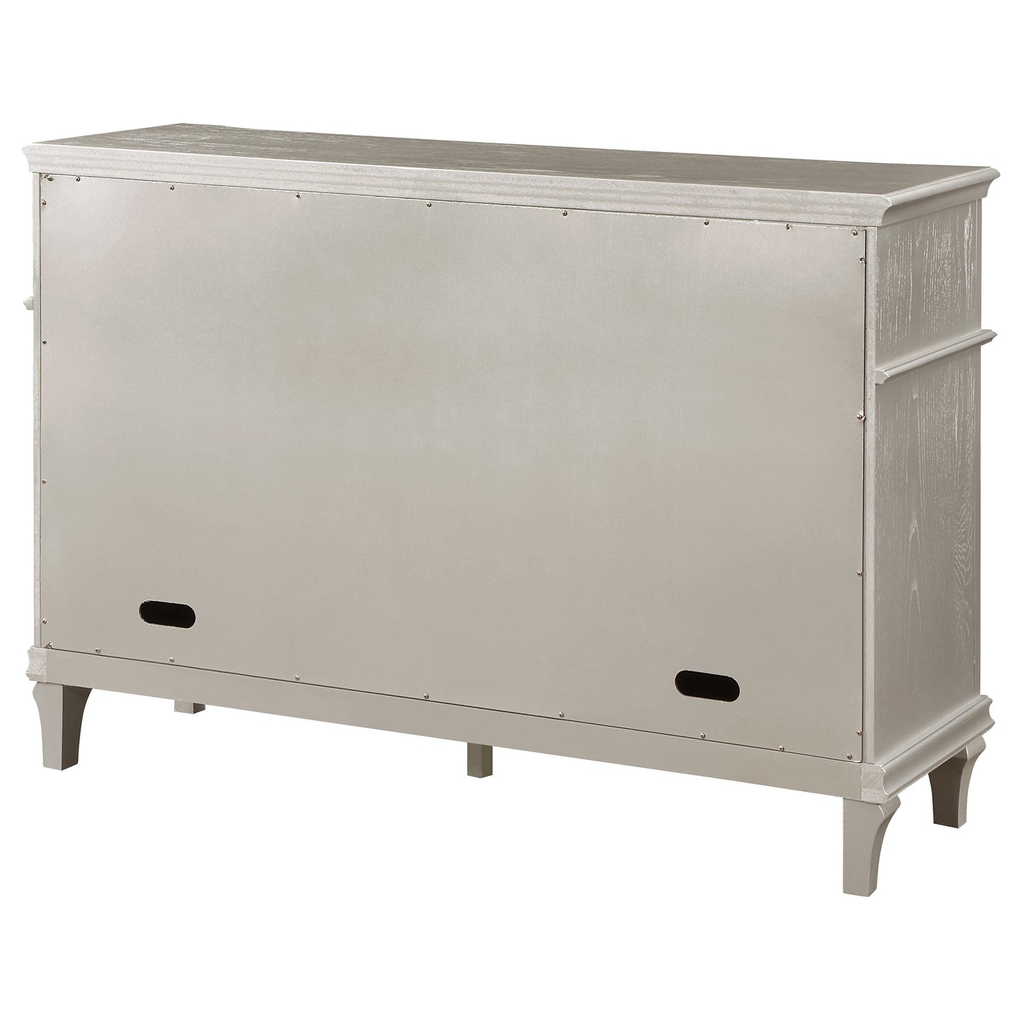 Evangeline 4-drawer Sideboard Server with Faux Diamond Trim Silver Oak
