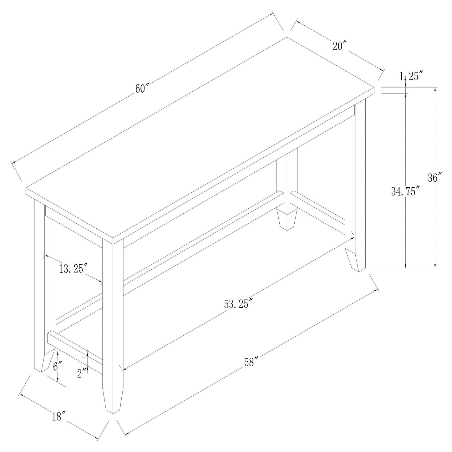 Toby Rectangular Marble Top Counter Height Table Espresso and White