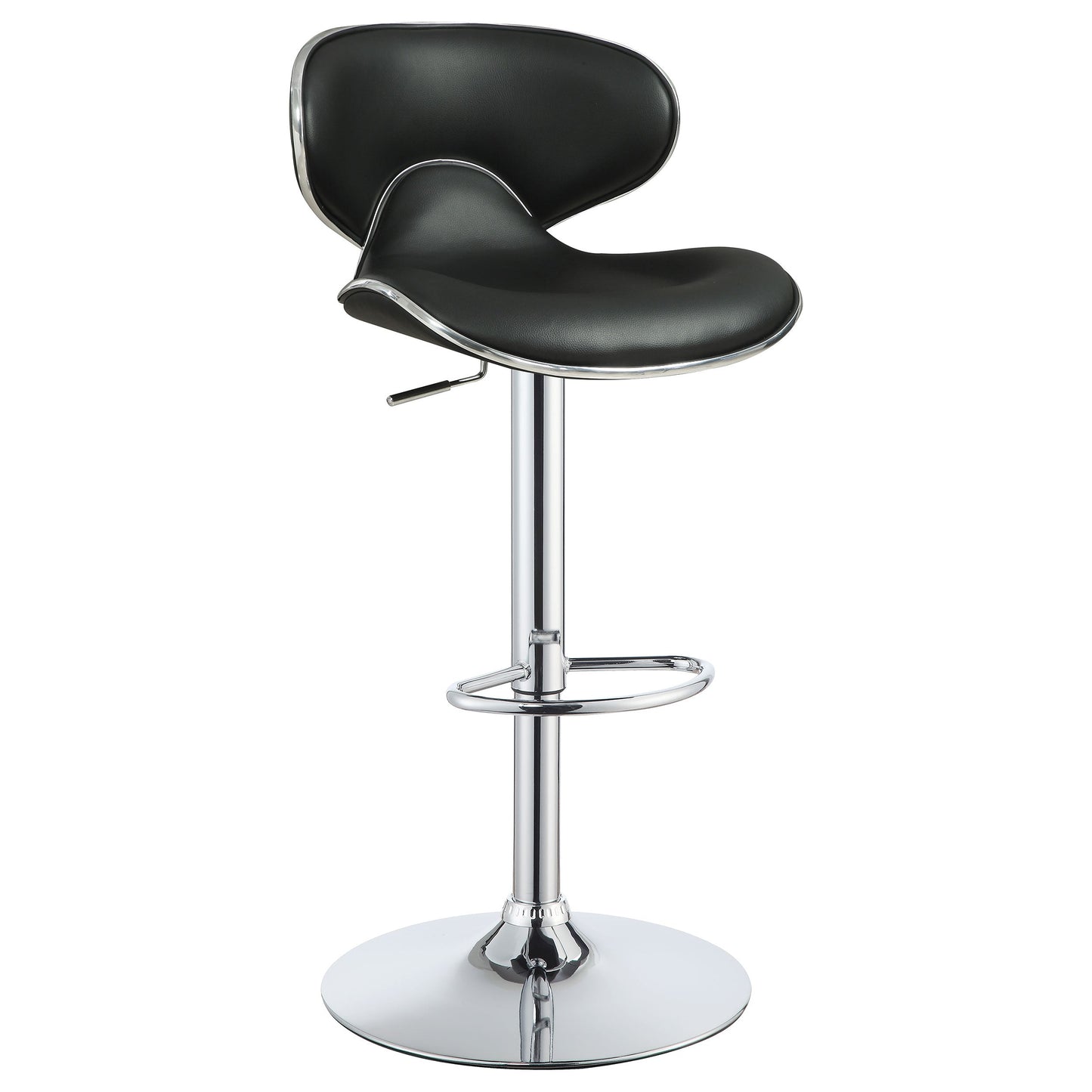 Edenton Upholstered AdjusTable Height Bar Stools Black and Chrome (Set of 2)