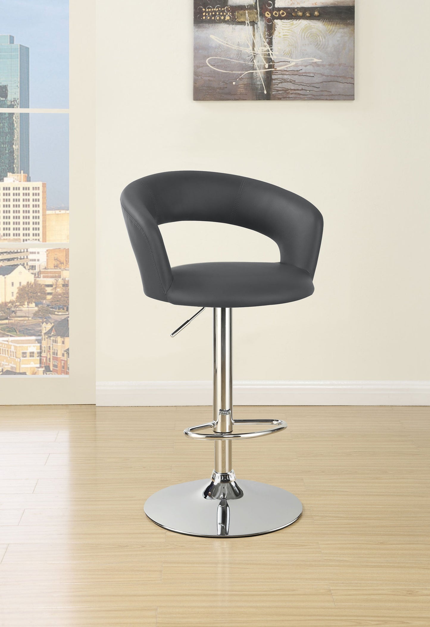 Barraza 29" AdjusTable Height Bar Stool Grey and Chrome
