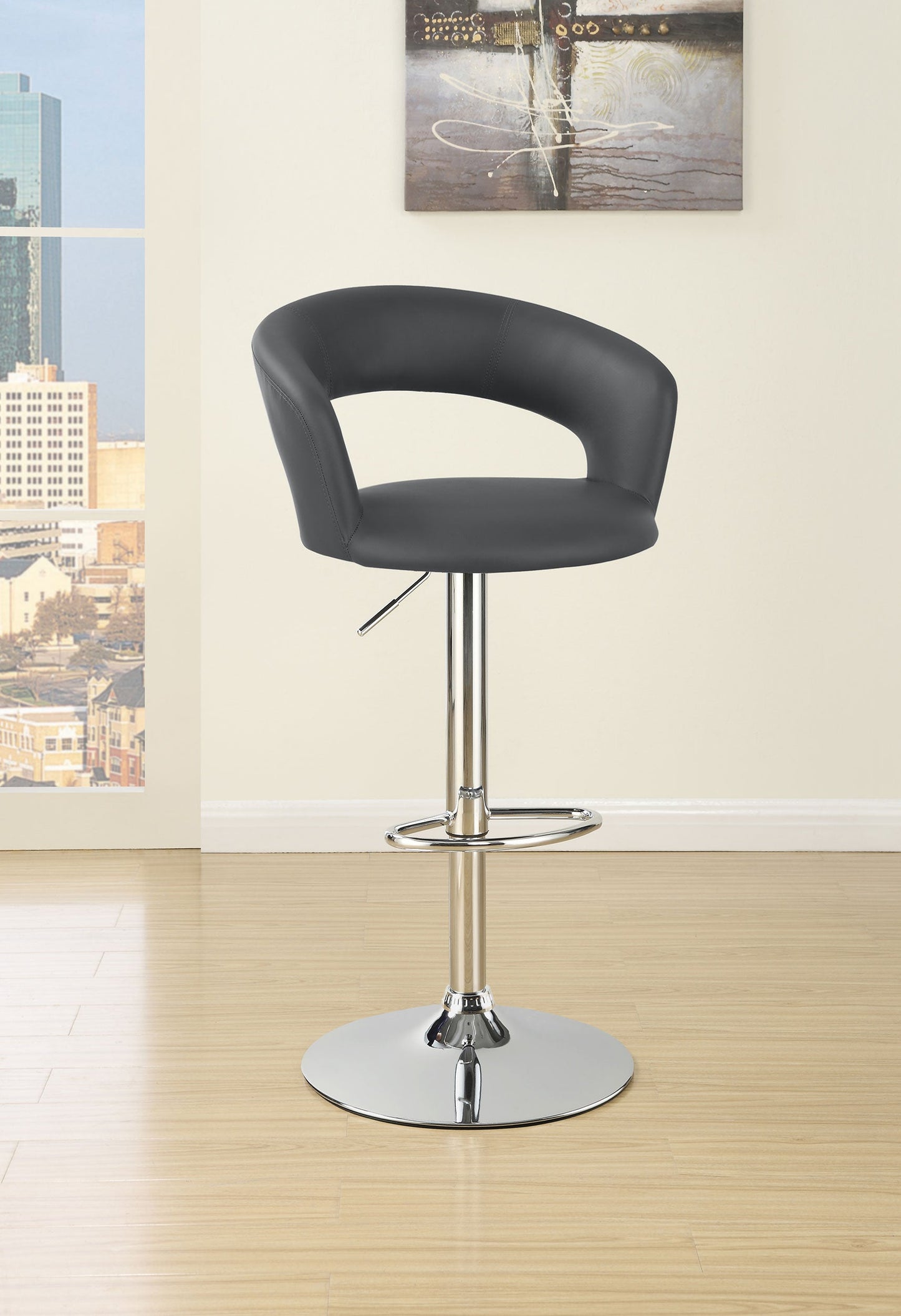 Barraza 29" AdjusTable Height Bar Stool Grey and Chrome