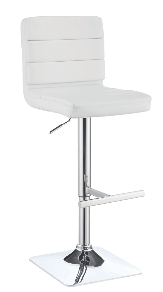Bianca Upholstered AdjusTable Bar Stools White and Chrome (Set of 2)