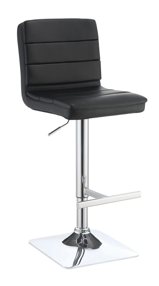 Bianca Upholstered AdjusTable Bar Stools Black and Chrome (Set of 2)