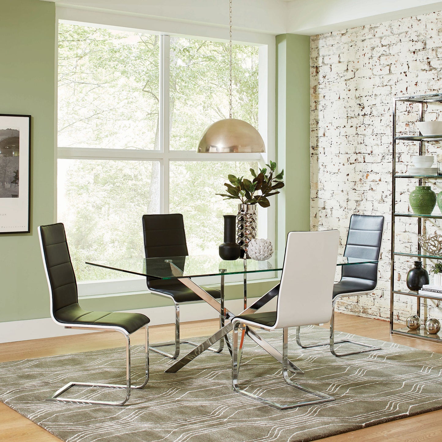 Broderick Upholstered Side Chairs Black and White (Set of 4)
