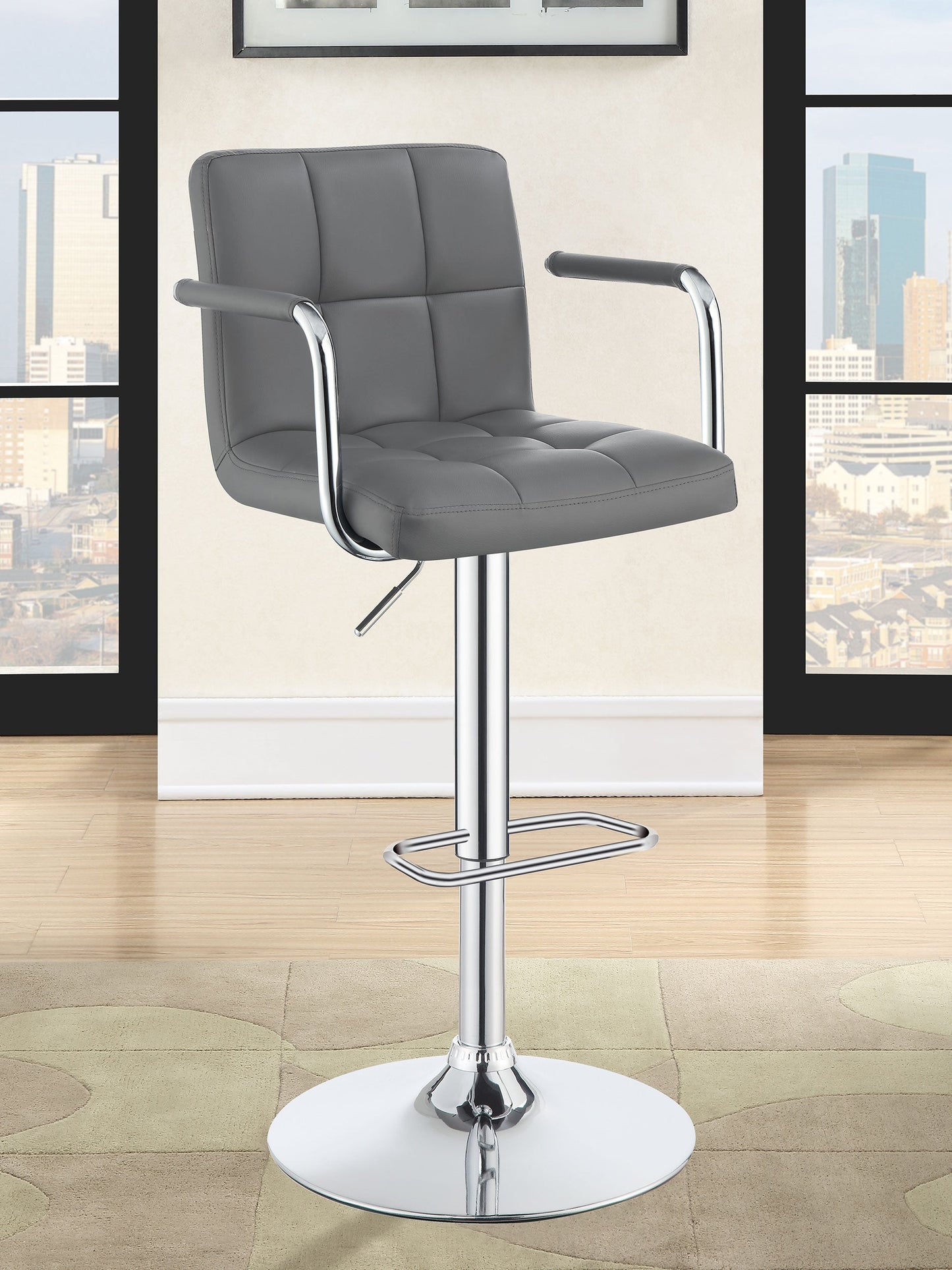 Palomar AdjusTable Height Bar Stool Grey and Chrome