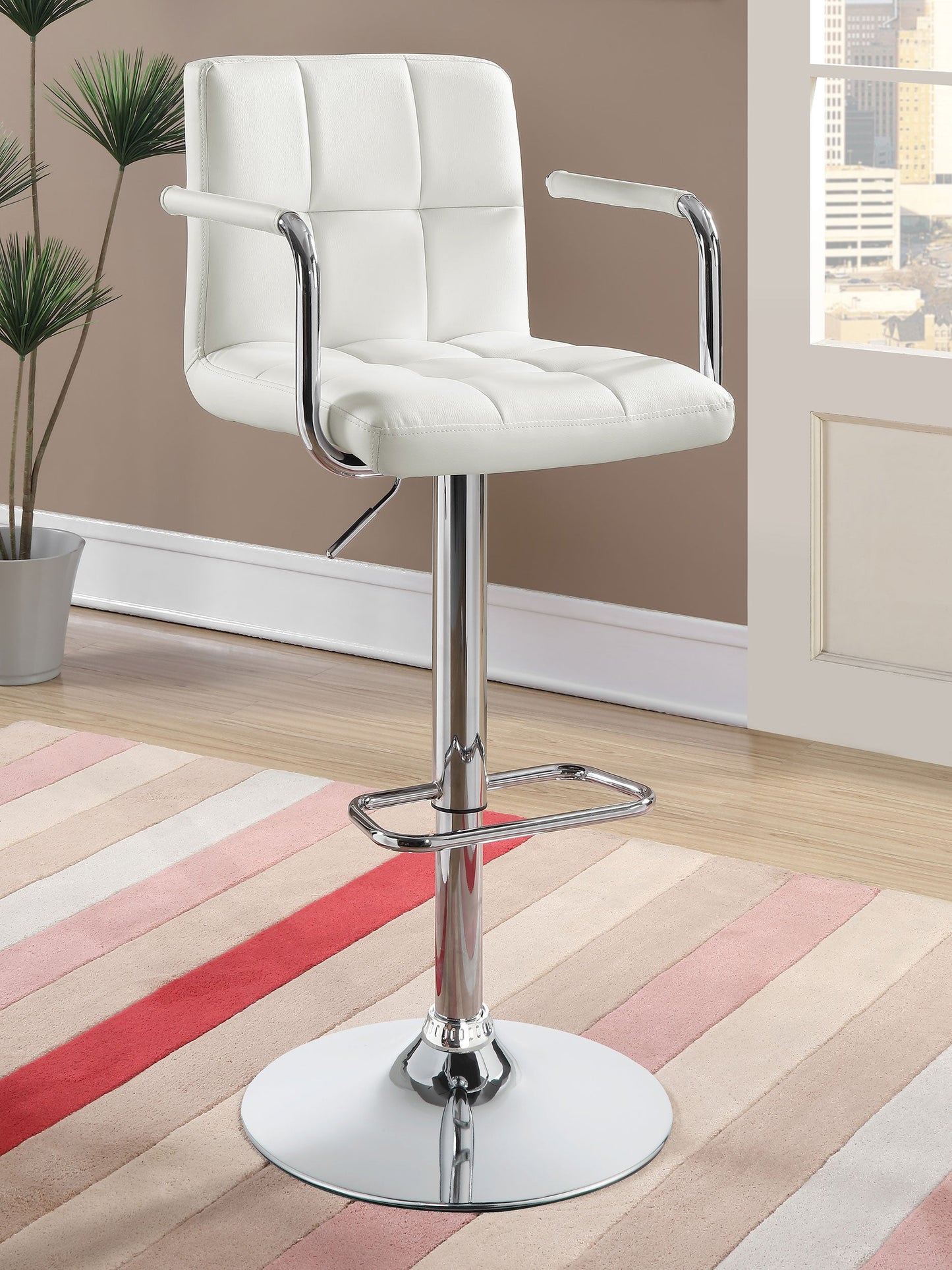 Palomar AdjusTable Height Bar Stool White and Chrome