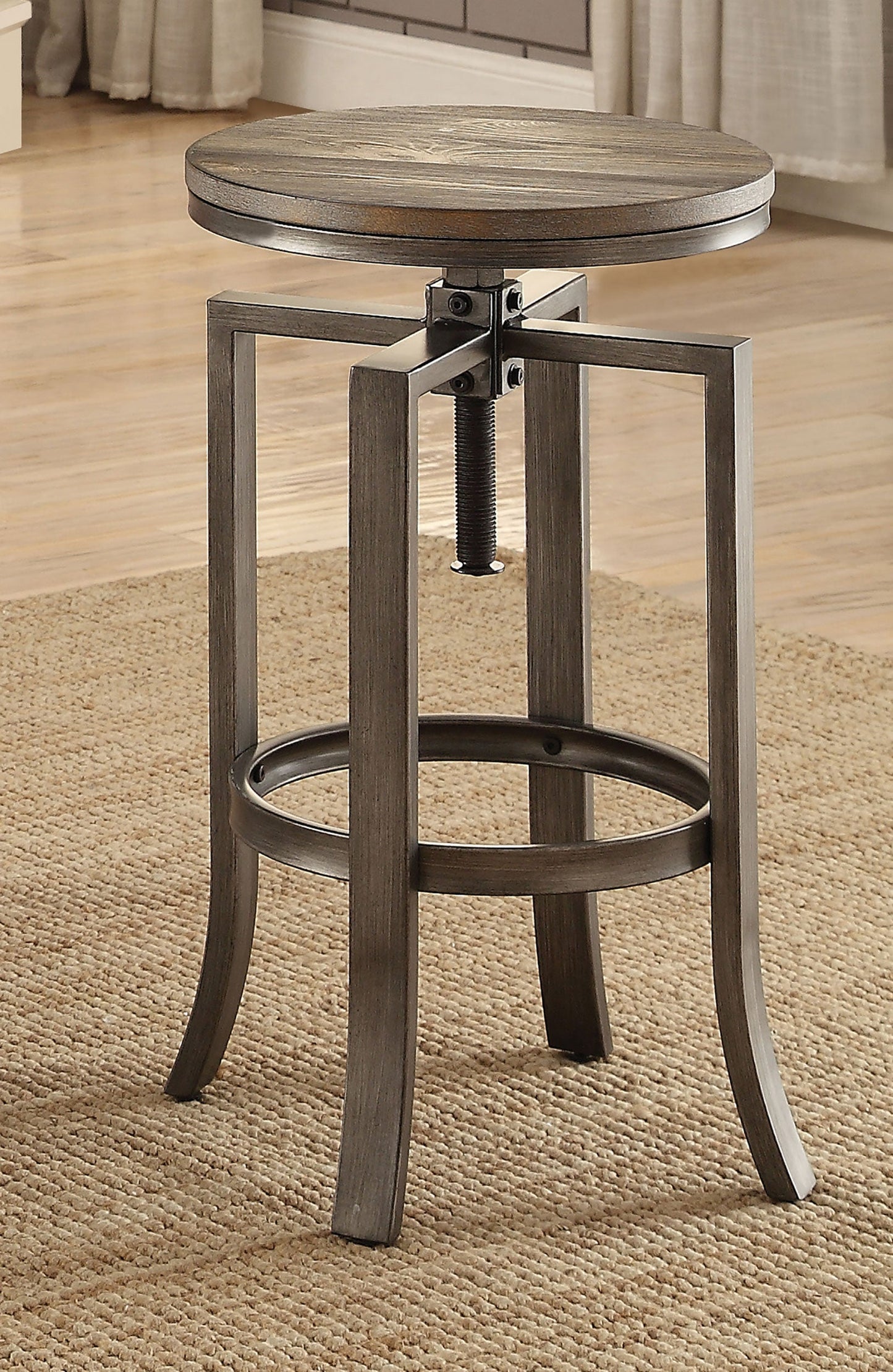 Bartlett AdjusTable Height Swivel Bar Stools Brushed Nutmeg and Slate Grey (Set of 2)