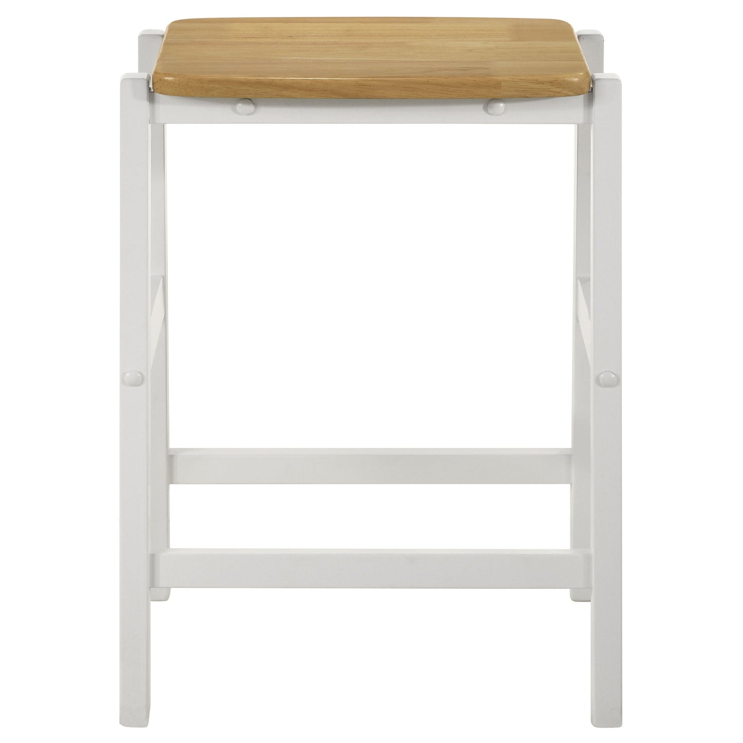 Hollis Wood Counter Height Backless Bar Stool Brown and White