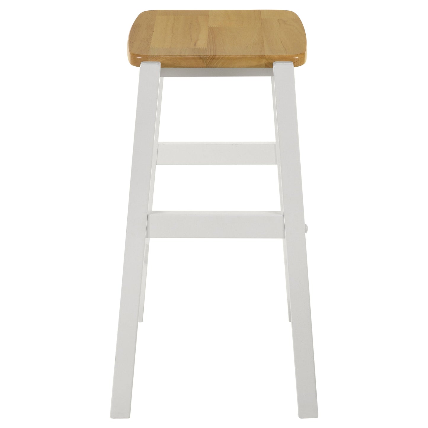 Hollis Wood Counter Height Backless Bar Stool Brown and White