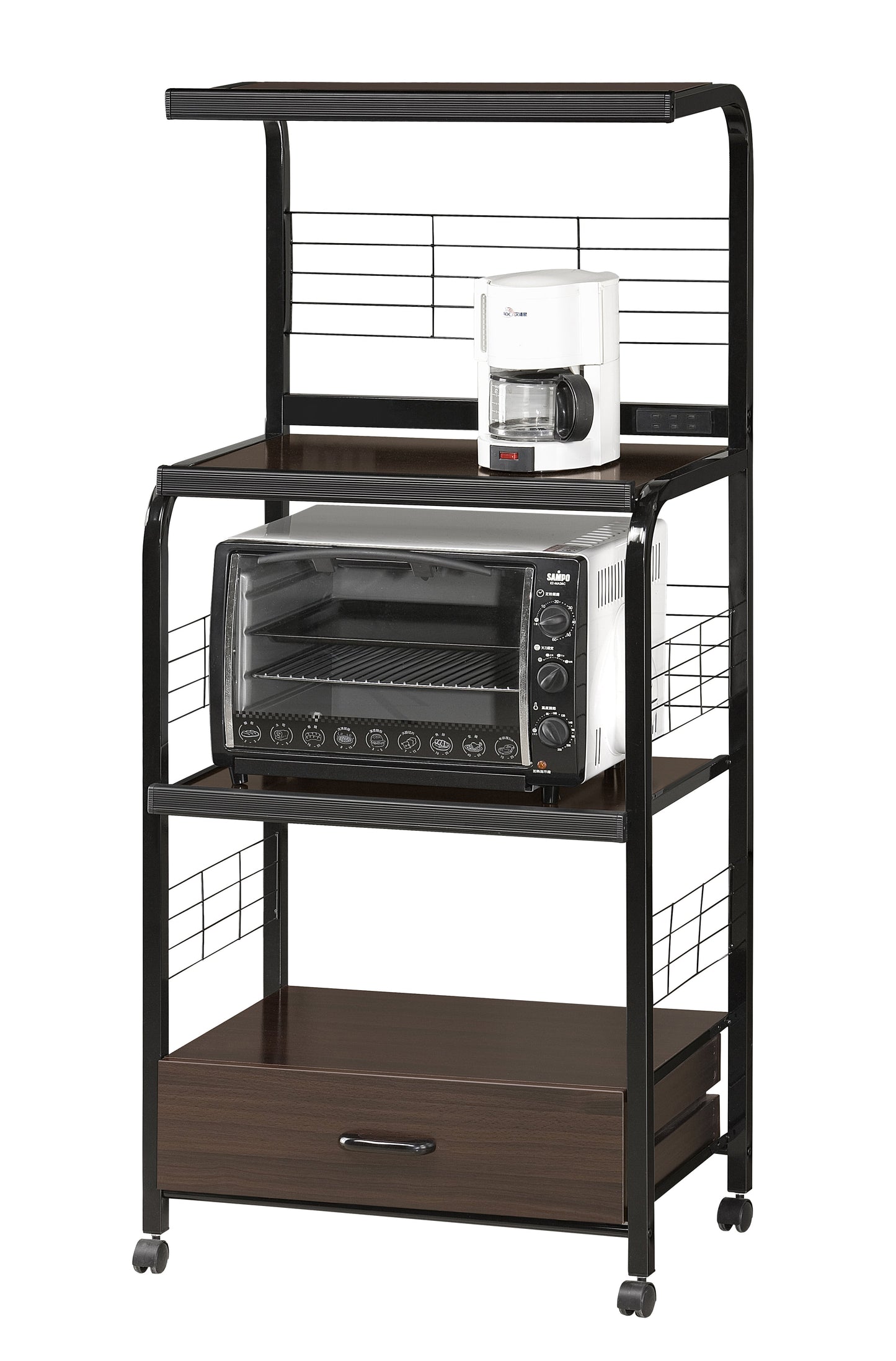 KITCHEN SHELF BLACK ON CASTERS