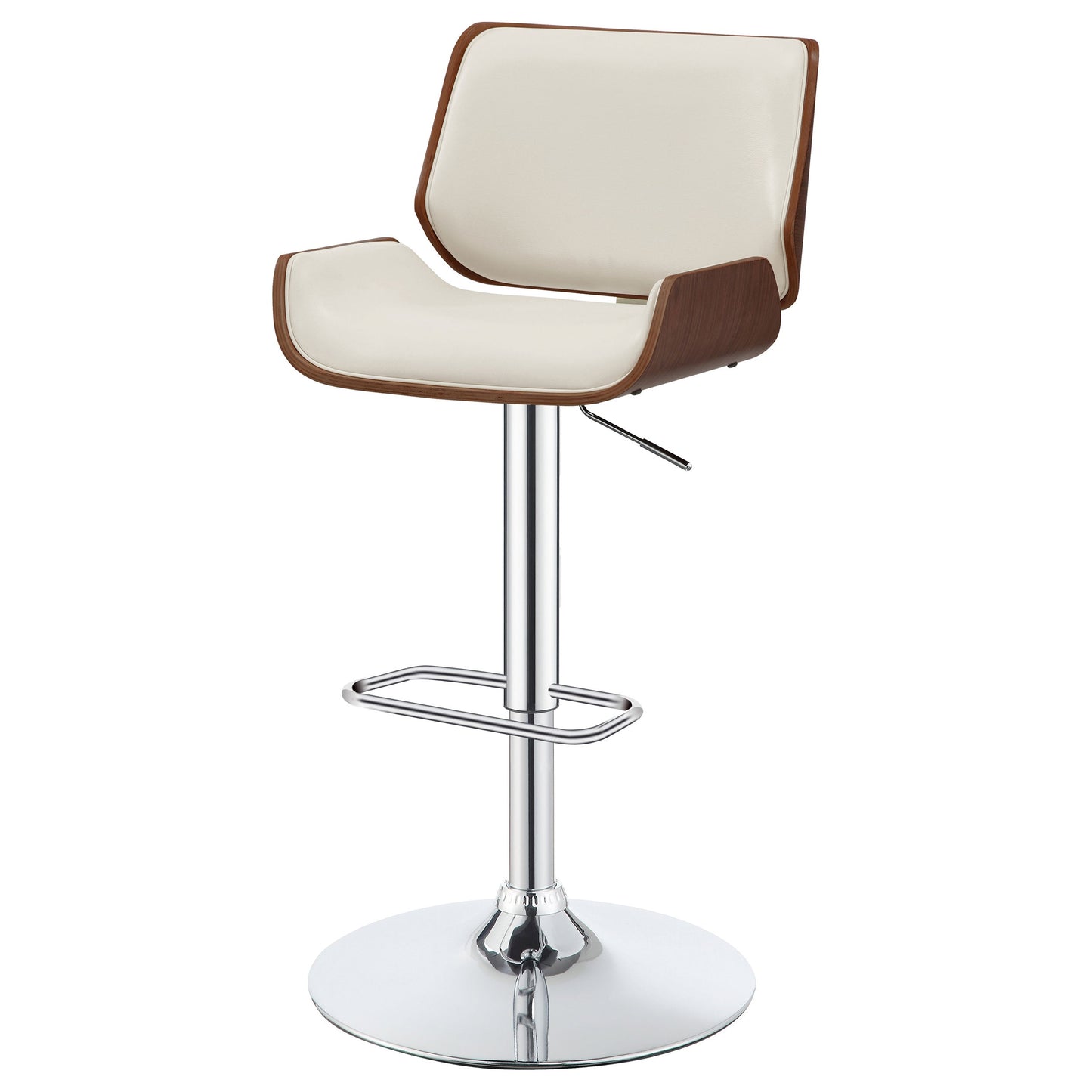Folsom Upholstered AdjusTable Bar Stool Ecru and Chrome