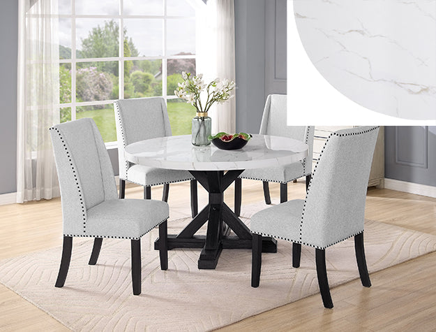 VANCE DOVE FAUX MARBLE ROUND DINING TBL LEG