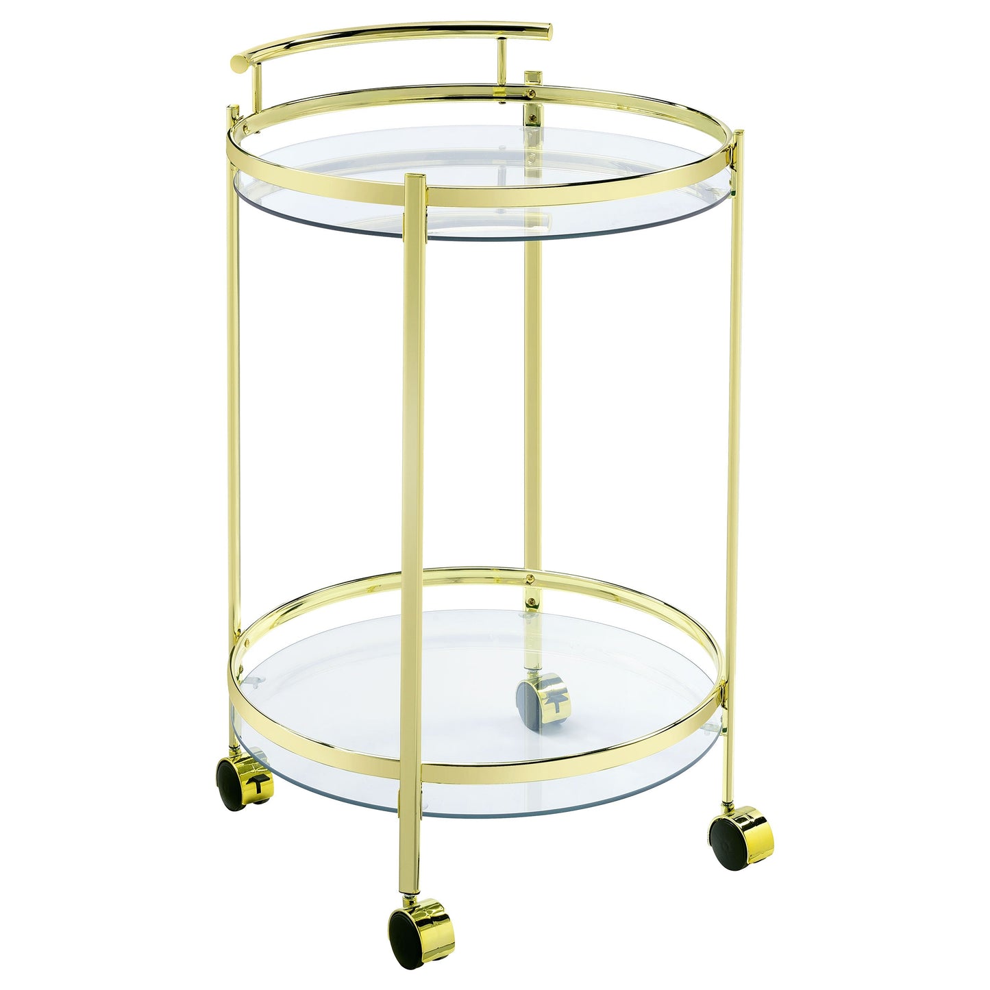 Chrissy 2-tier Round Glass Bar Cart Brass