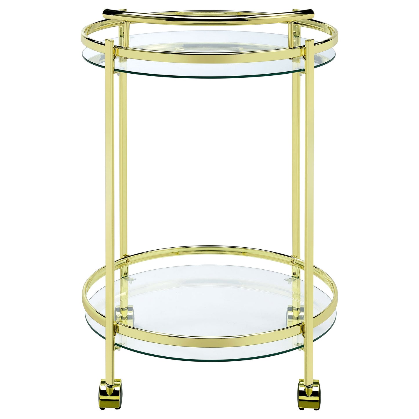 Chrissy 2-tier Round Glass Bar Cart Brass