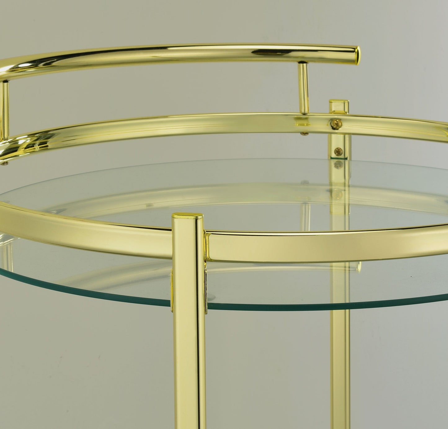 Chrissy 2-tier Round Glass Bar Cart Brass