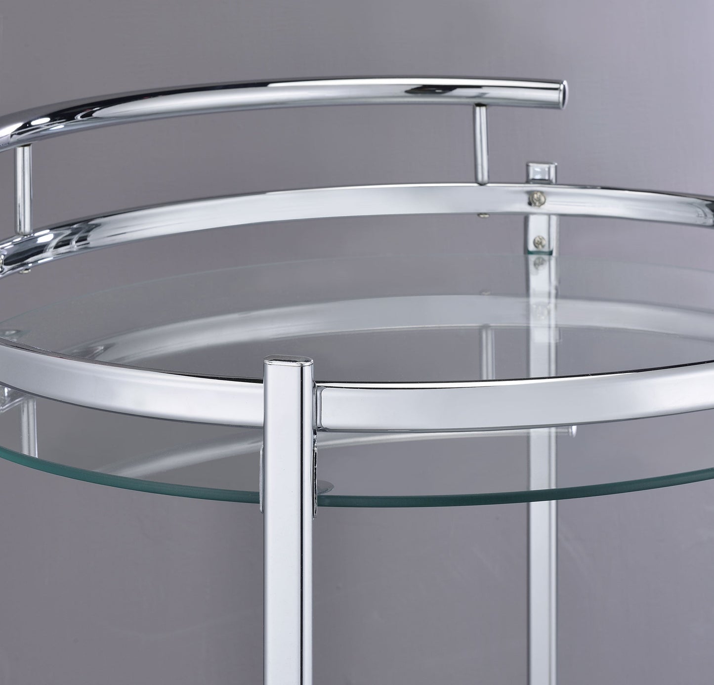 Chrissy 2-tier Round Glass Bar Cart Chrome