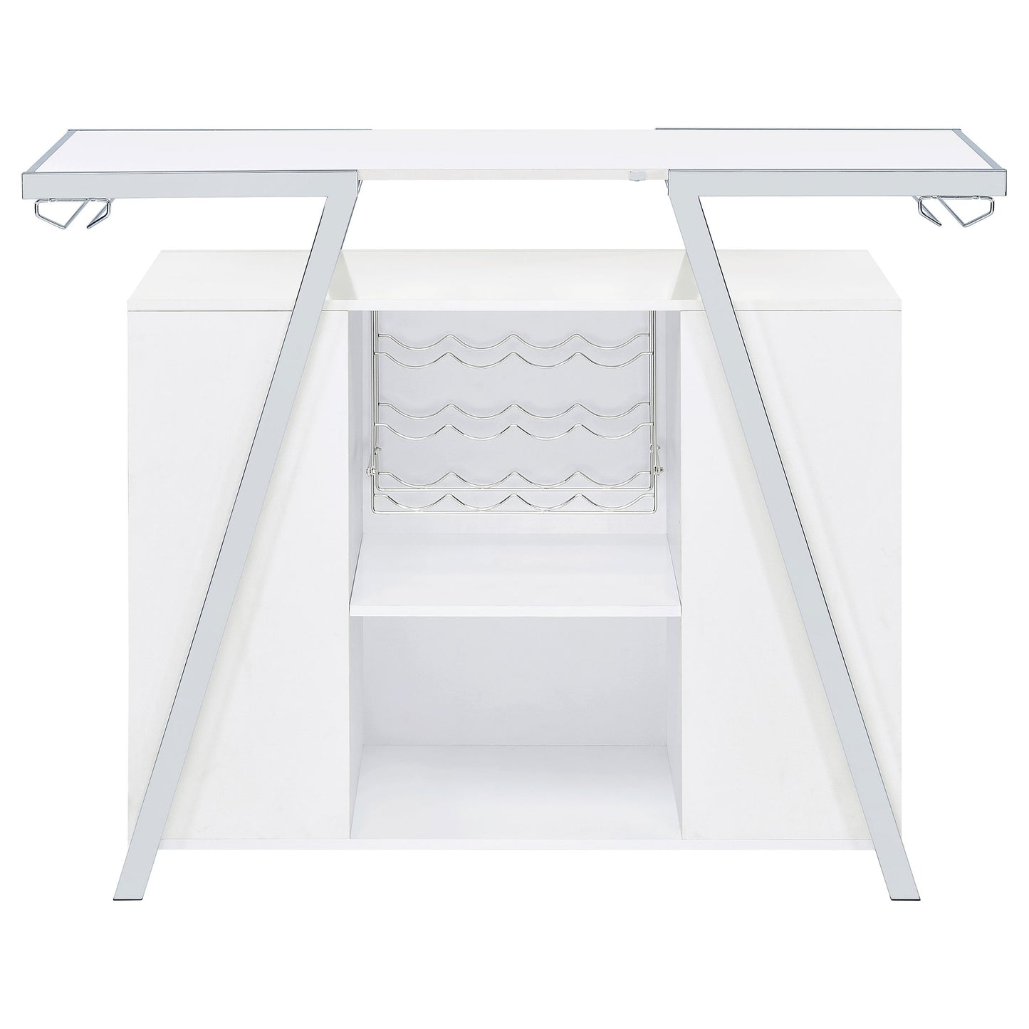 Araceli Home Bar Wine Cabinet White High Gloss and Chrome