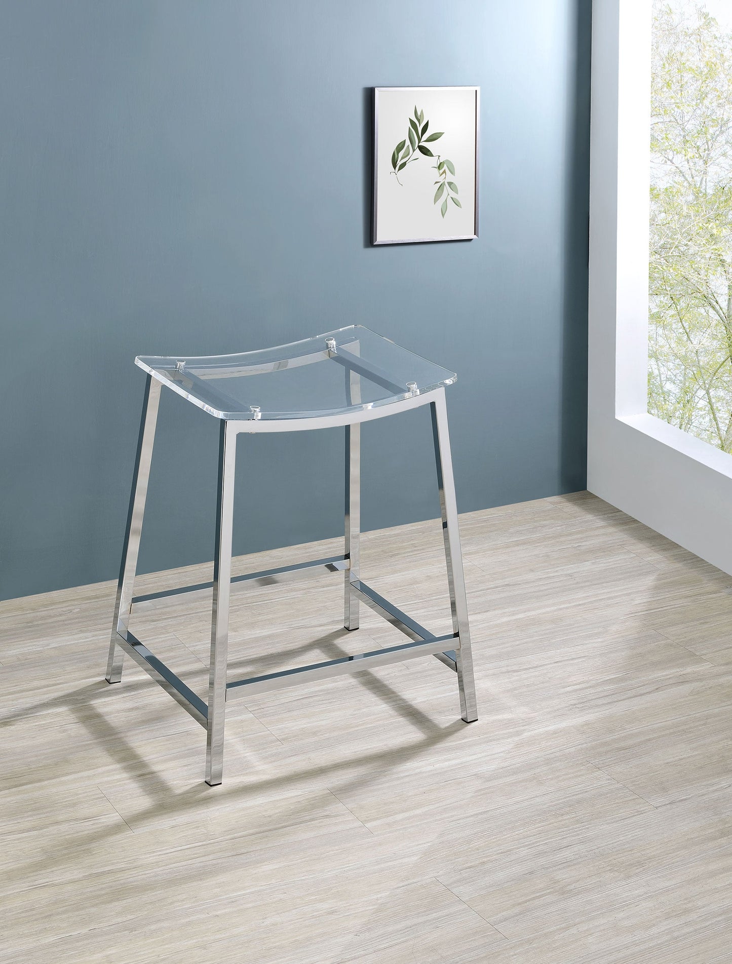 Jovani Acrylic Backless Counter Height Bar Stools Clear and Chrome (Set of 2)