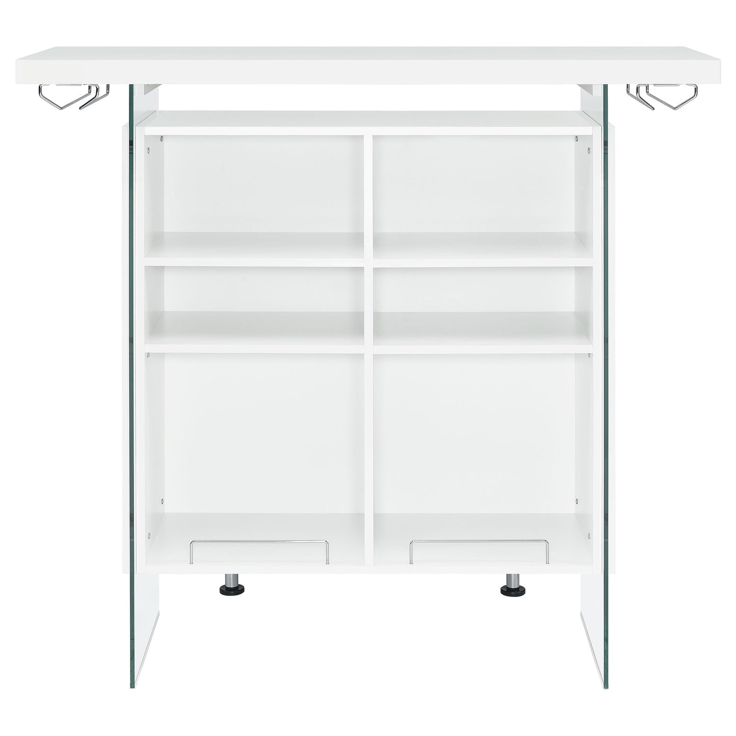 Acosta Rectangular Bar Unit with Footrest and Glass Side Panels