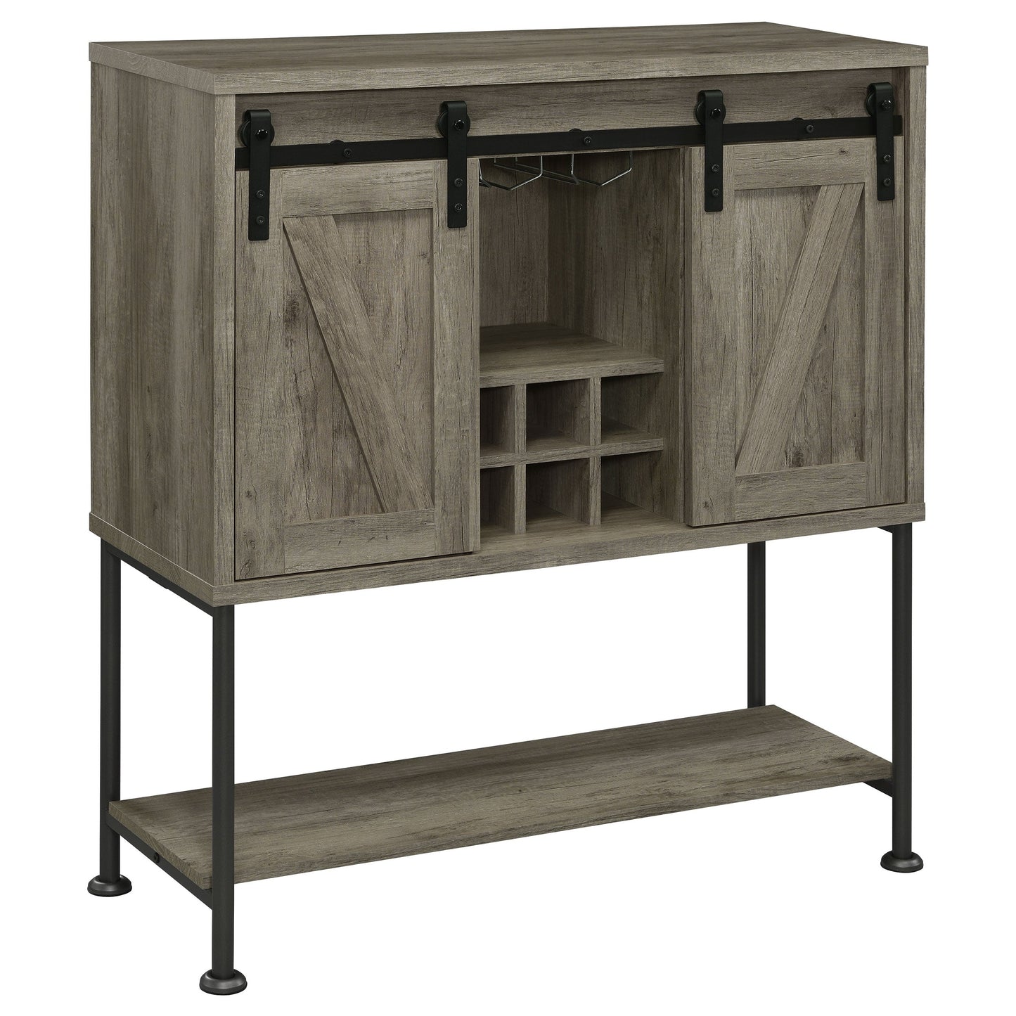 Claremont Sliding Door Bar Cabinet with Lower Shelf Grey Driftwood