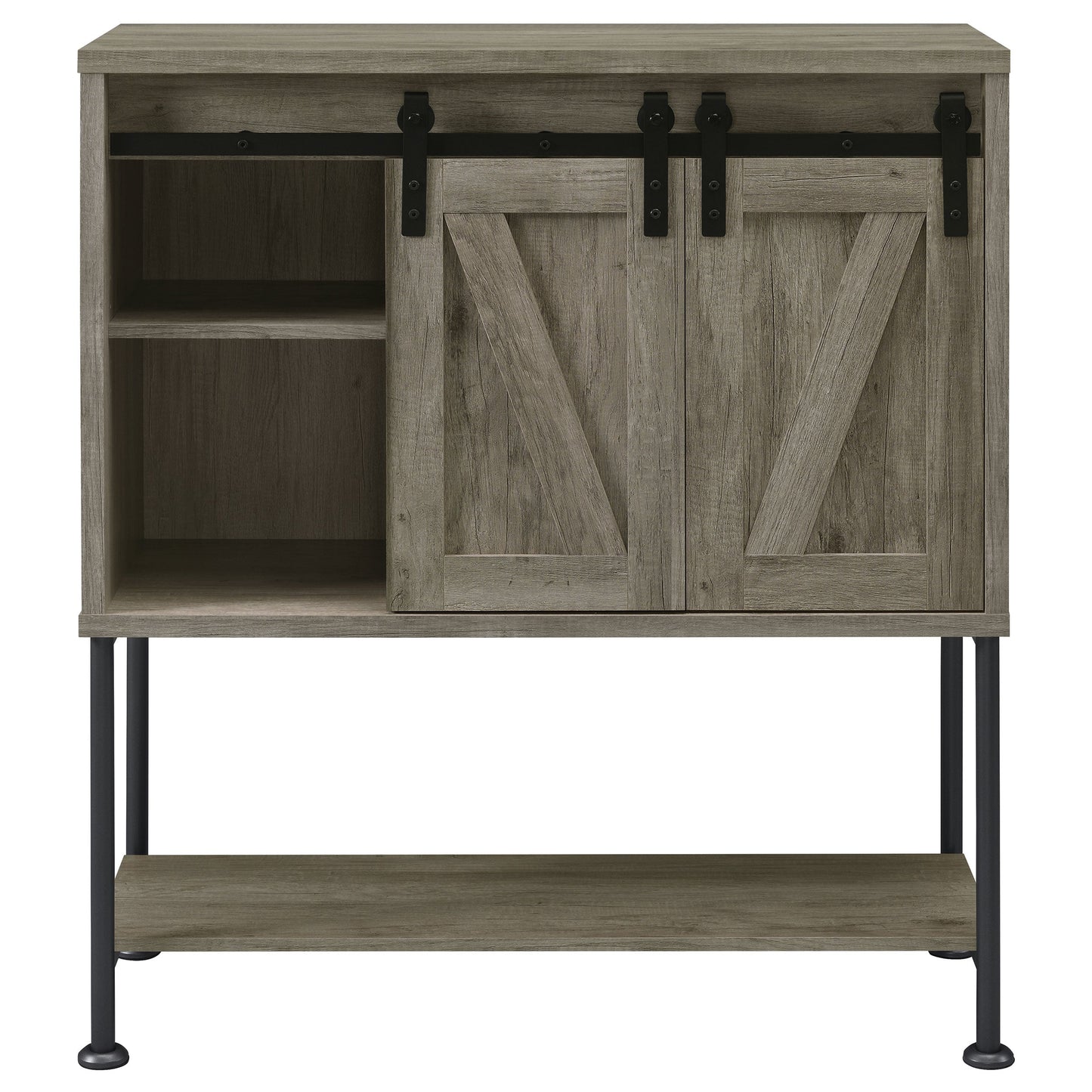 Claremont Sliding Door Bar Cabinet with Lower Shelf Grey Driftwood