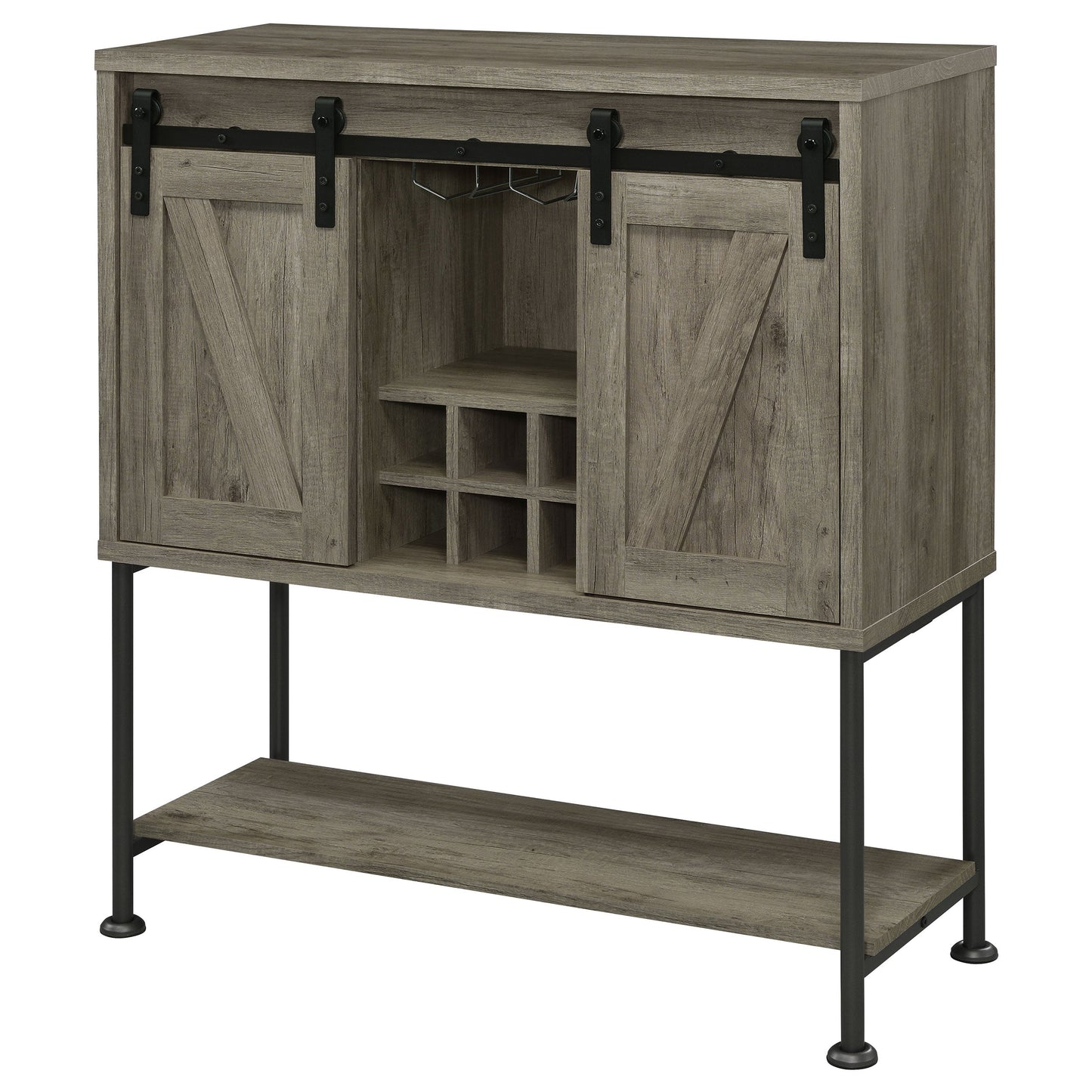 Claremont Sliding Door Bar Cabinet with Lower Shelf Grey Driftwood
