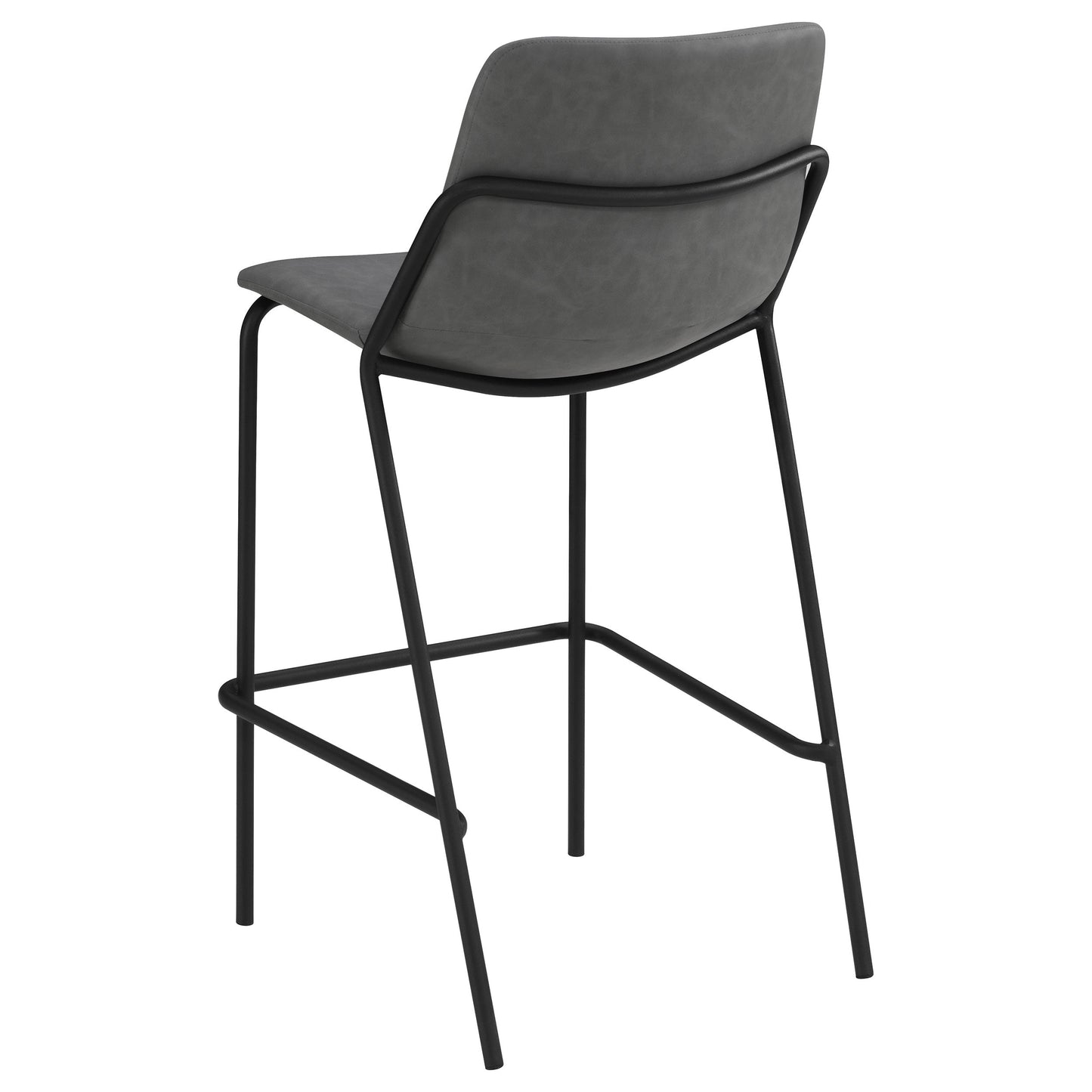 Earnest Solid Back Upholstered Bar Stools Grey and Black (Set of 2)
