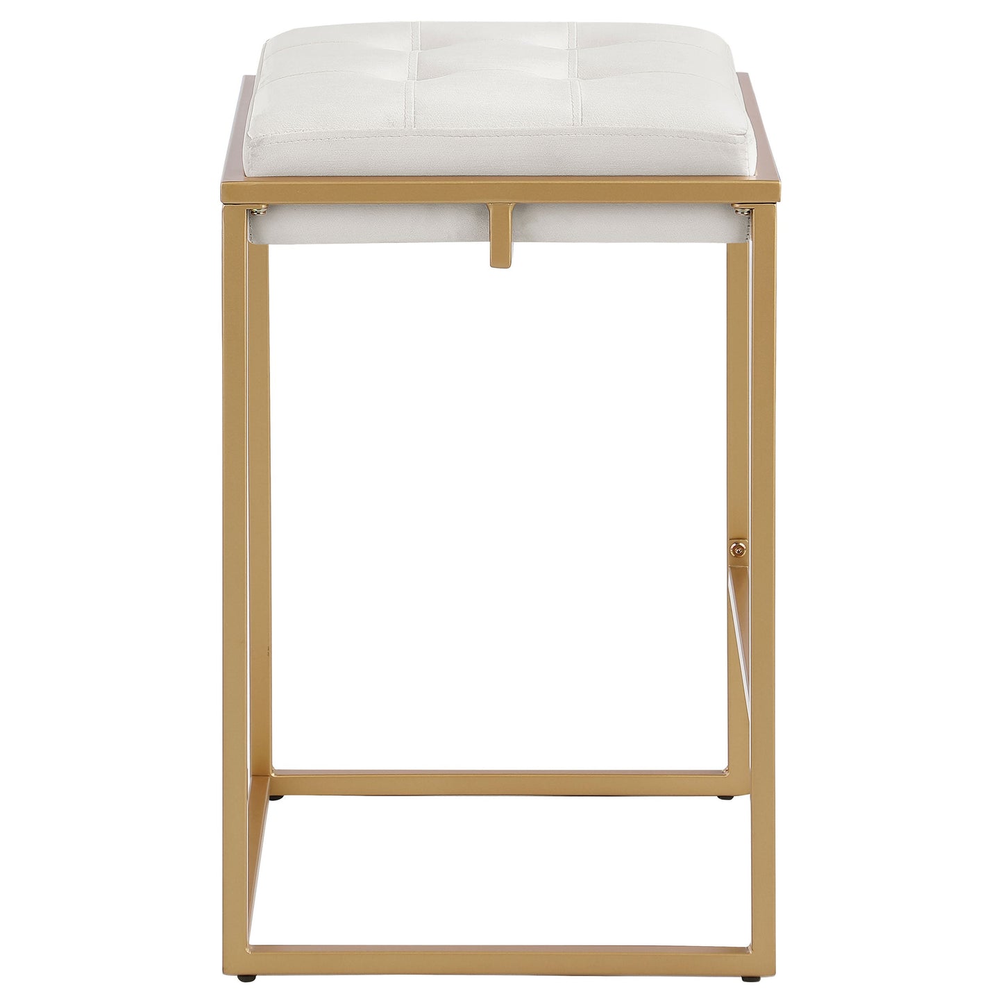 Nadia Square Padded Seat Counter Height Stool (Set of 2) Beige and Gold