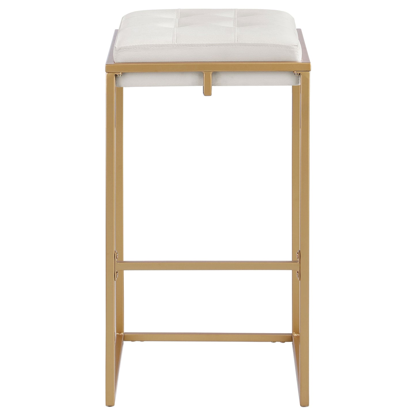 Nadia Square Padded Seat Bar Stool (Set of 2) Beige and Gold