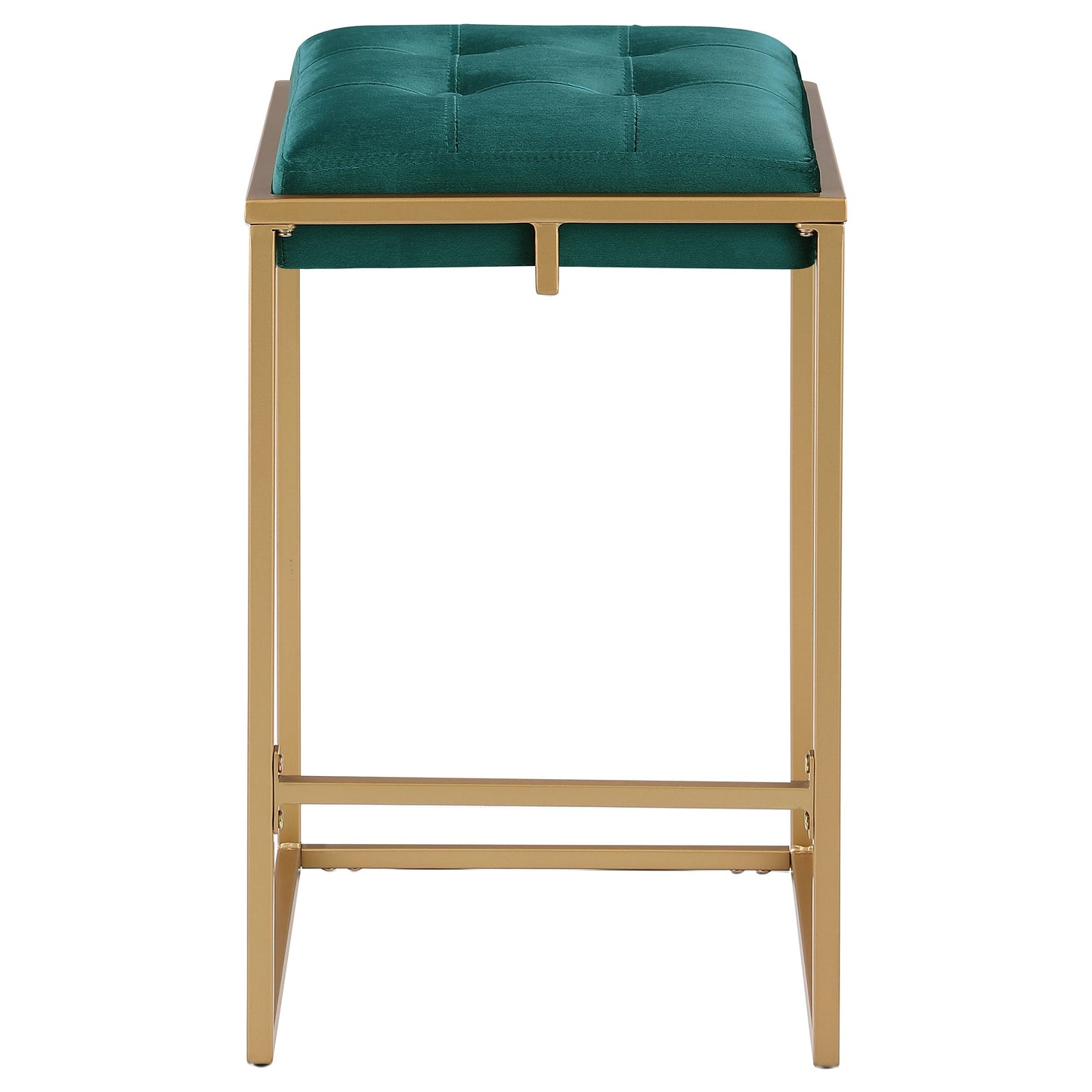 Nadia Square Padded Seat Counter Height Stool (Set of 2) Hunter Green and Gold