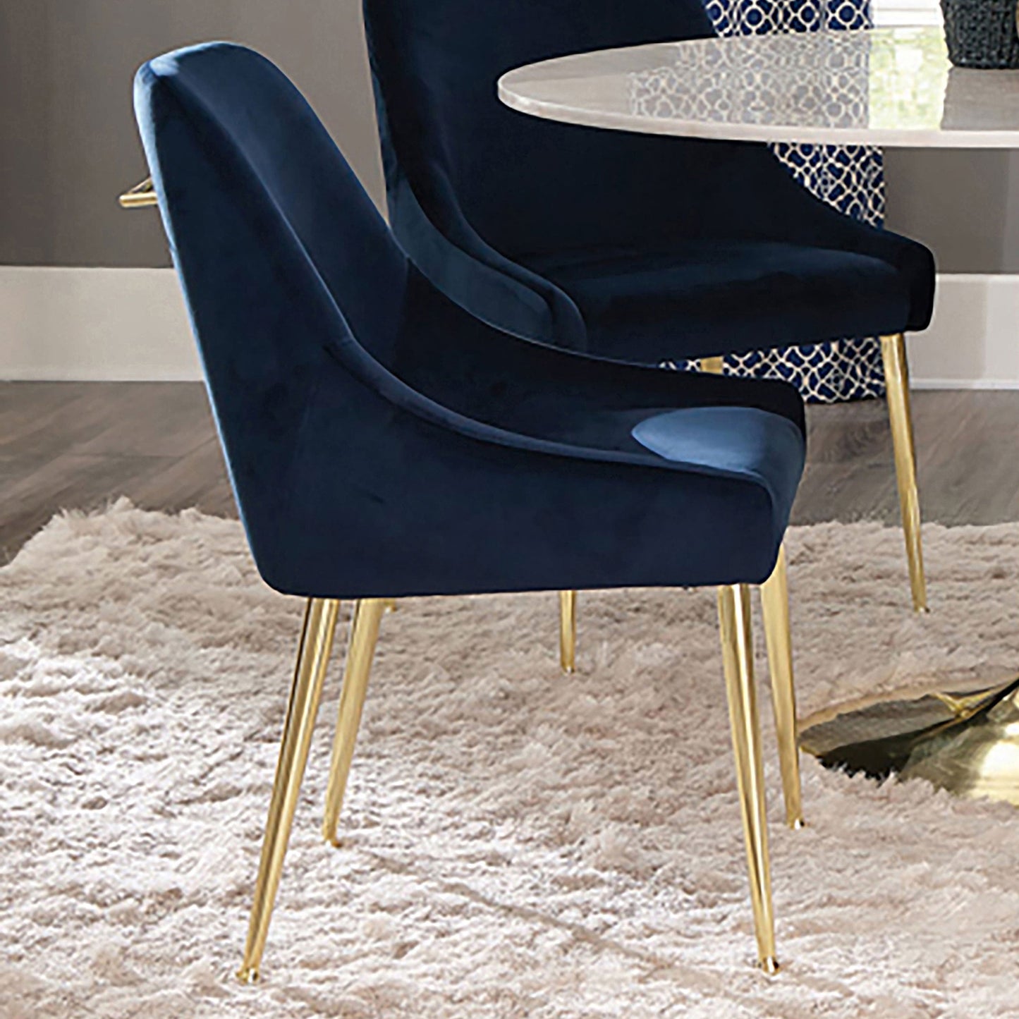 Mayette Side Chairs Dark Ink Blue (Set of 2)
