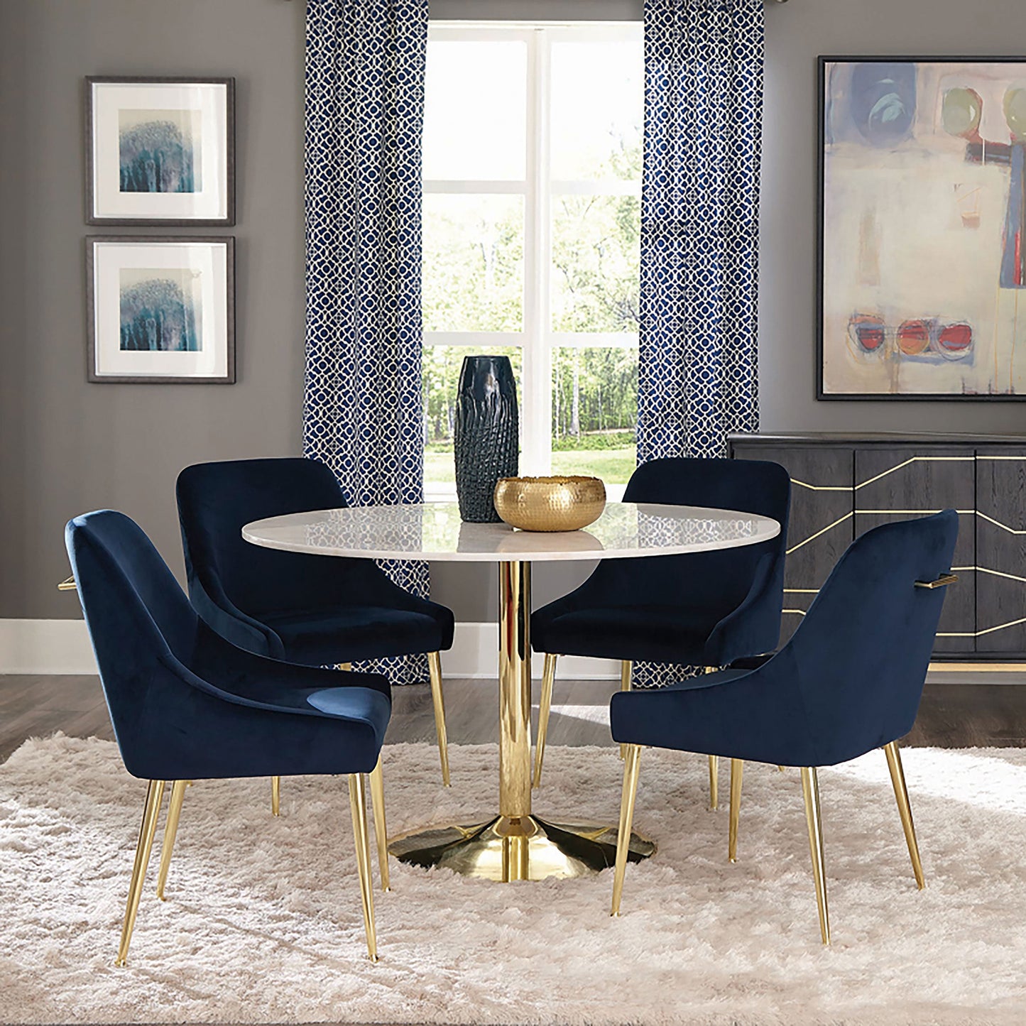 Mayette Side Chairs Dark Ink Blue (Set of 2)