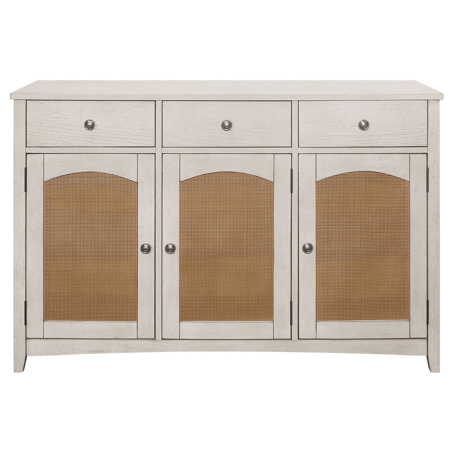 Kirby 3-drawer Rectangular Server with AdjusTable Shelves Natural and Rustic Off White