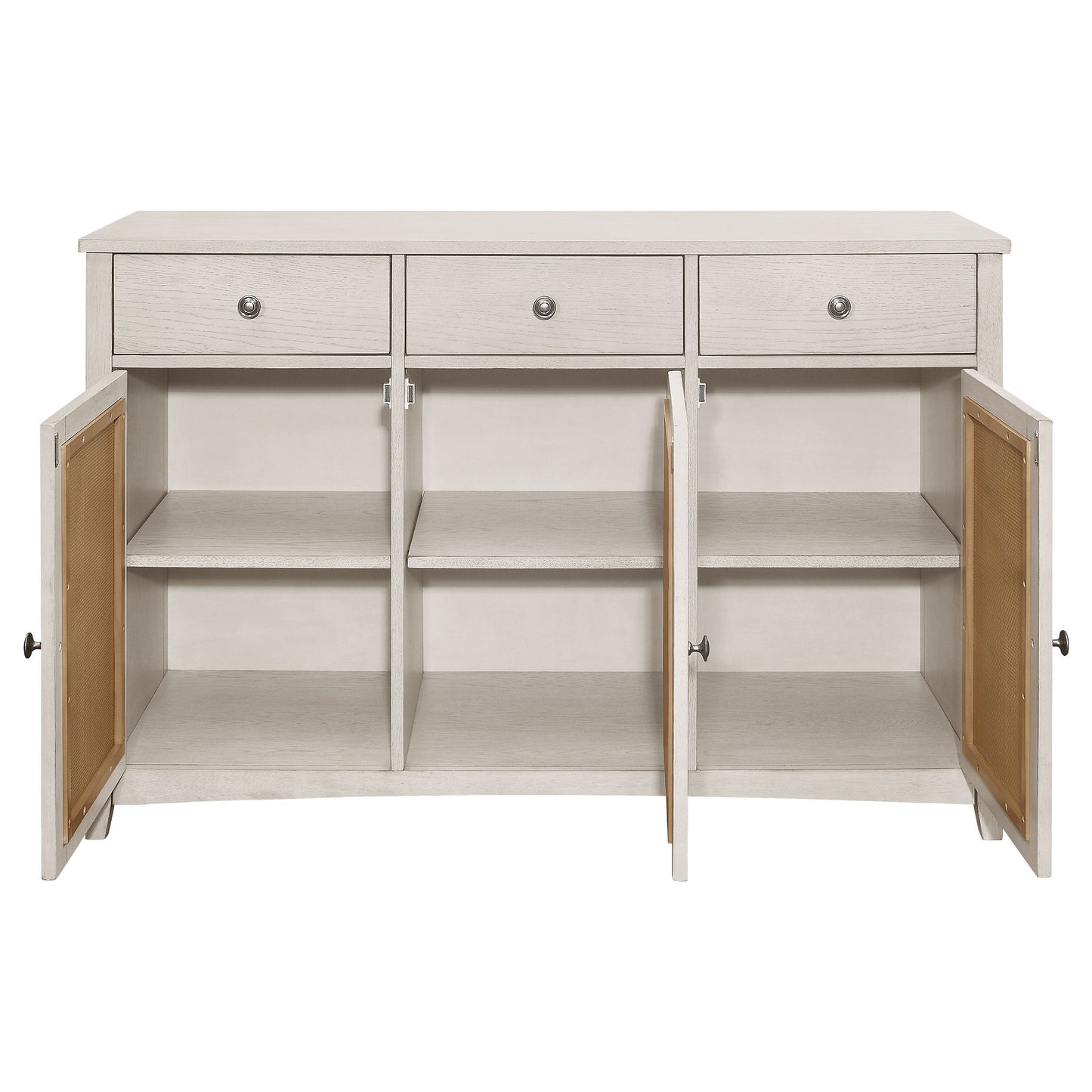 Kirby 3-drawer Rectangular Server with AdjusTable Shelves Natural and Rustic Off White