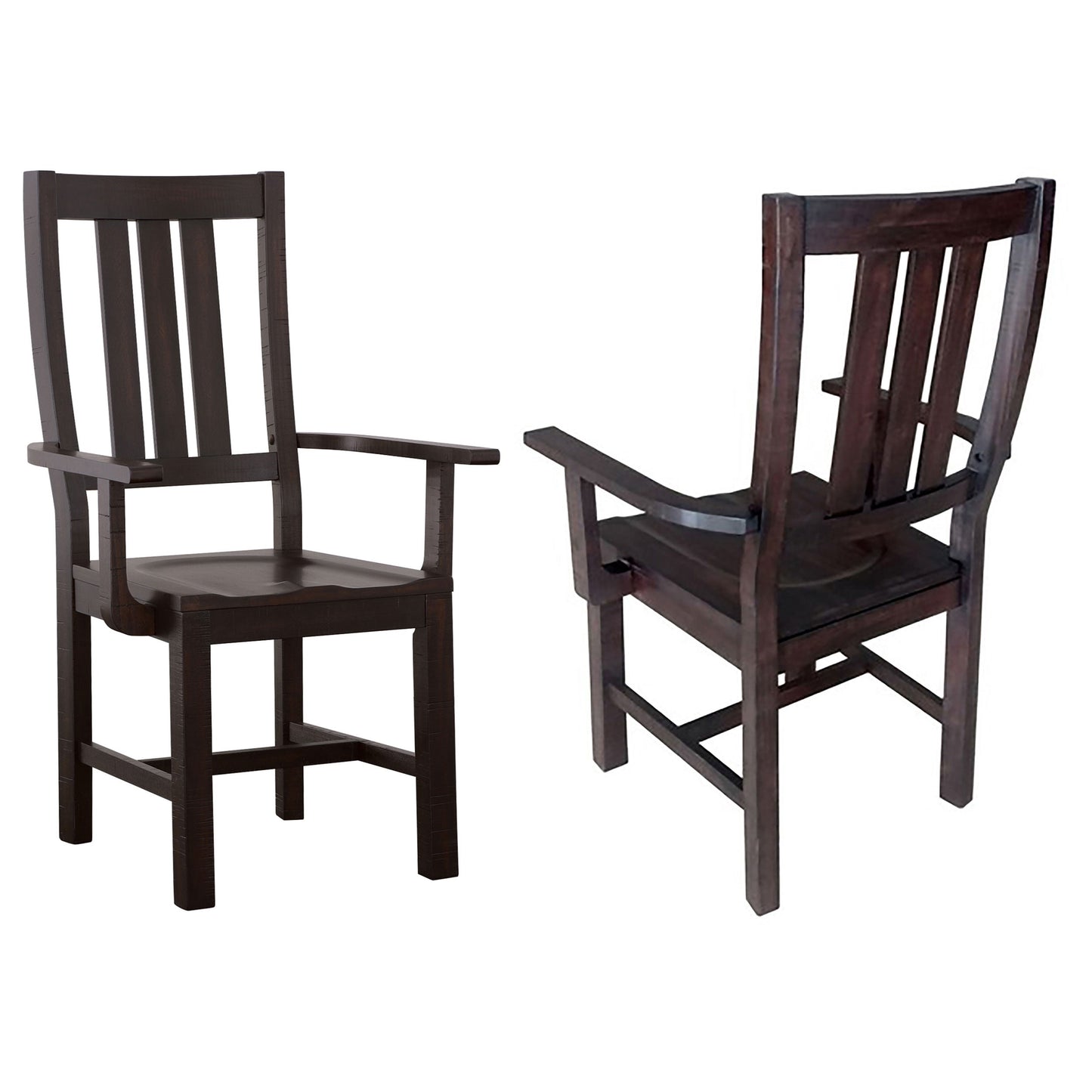Calandra Slat Back Arm Chairs Vintage Java (Set of 2)