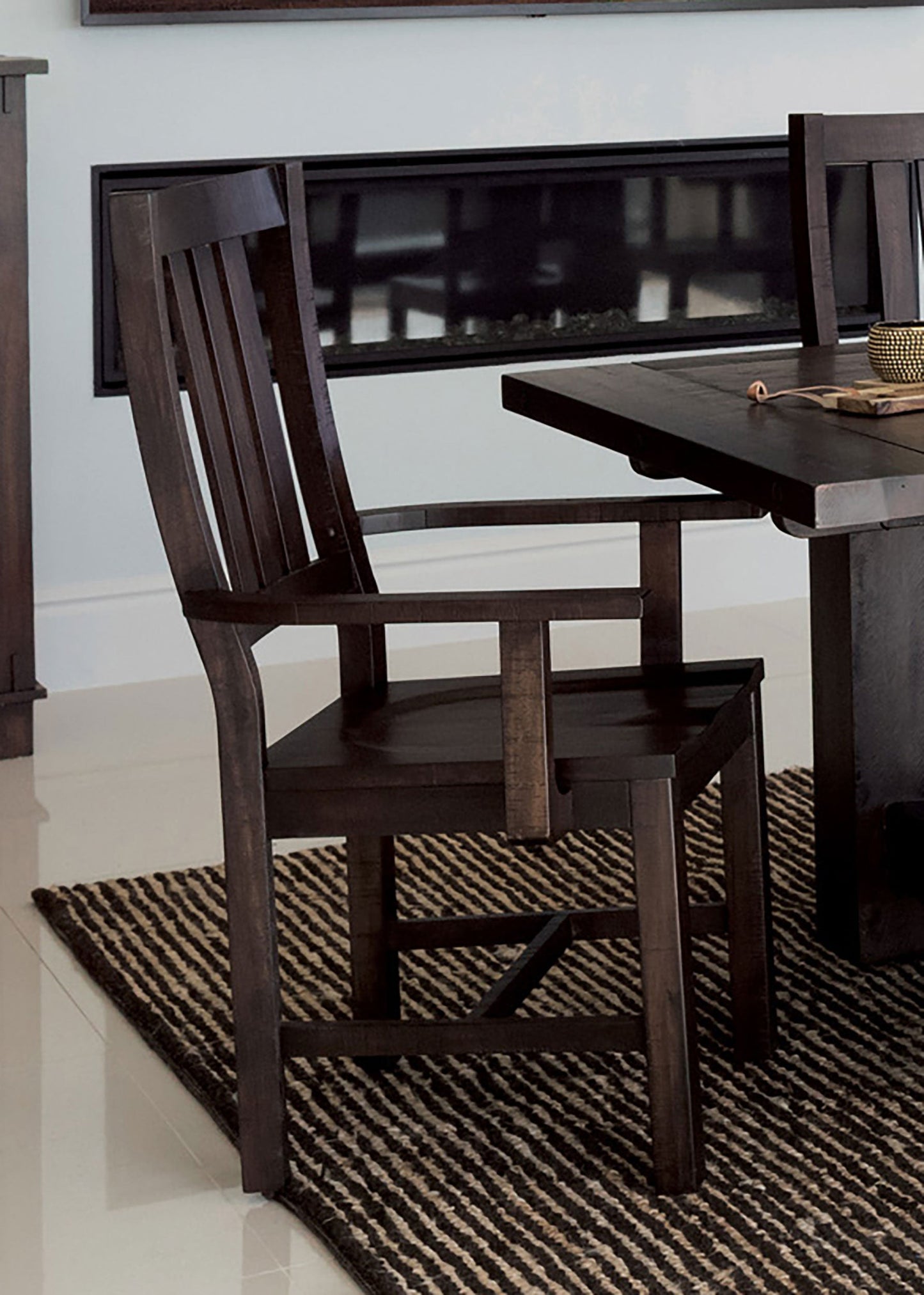 Calandra Slat Back Arm Chairs Vintage Java (Set of 2)