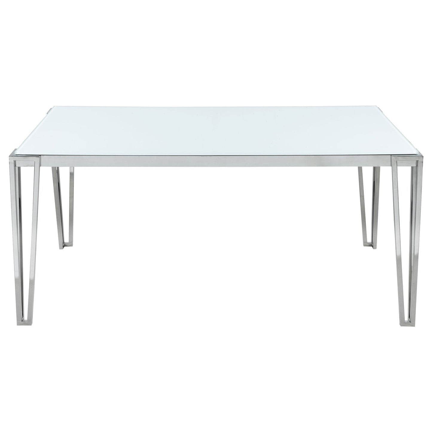 Pauline Rectangular Dining Table with Metal Leg White and Chrome