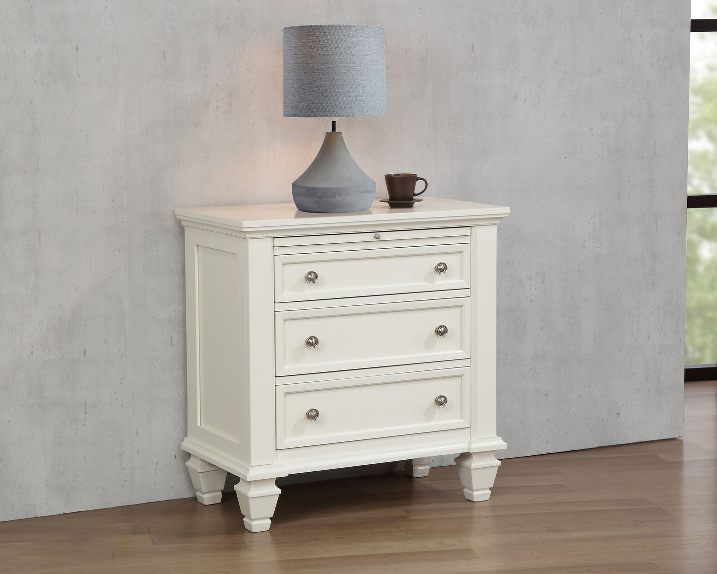 Sandy Beach 3-drawer Nightstand Cream White