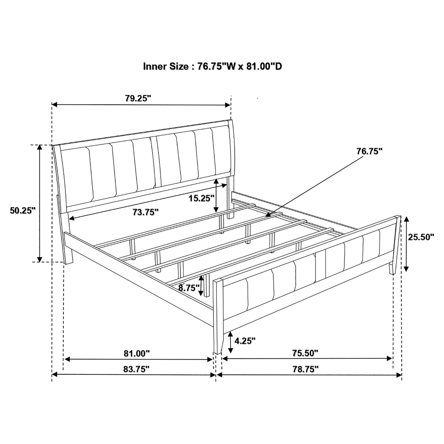 Carlton Eastern King Upholstered Bed Cappuccino and Black