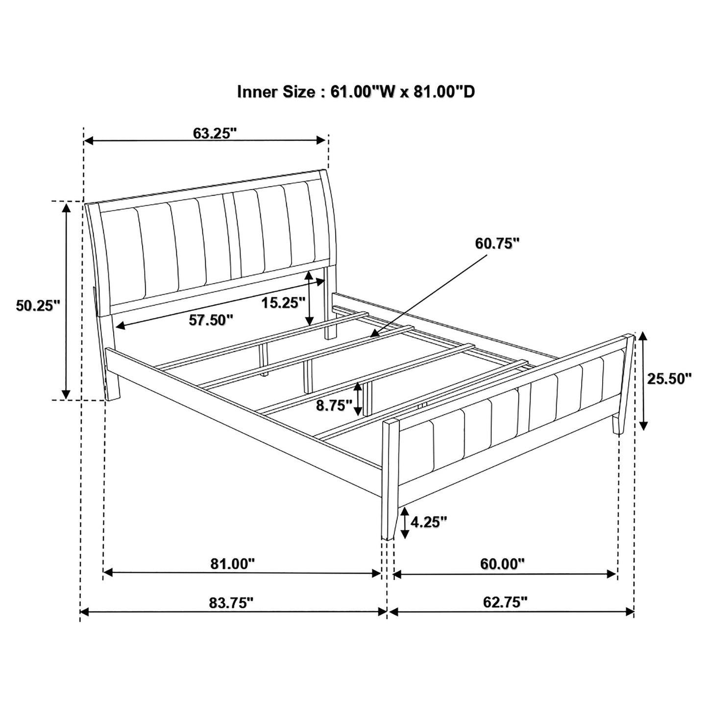 Carlton Queen Upholstered Bed Cappuccino and Black