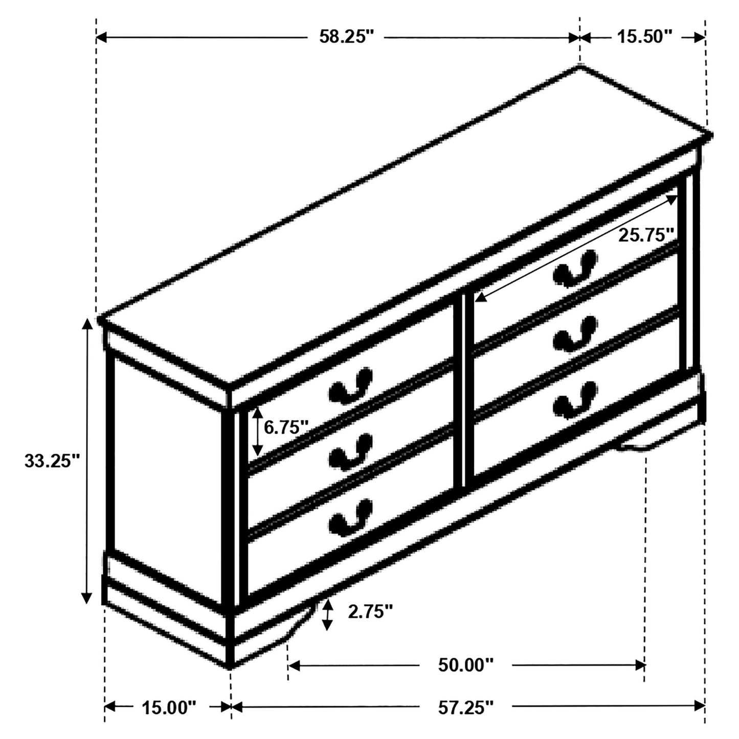 Louis Philippe 6-drawer Dresser Cappuccino