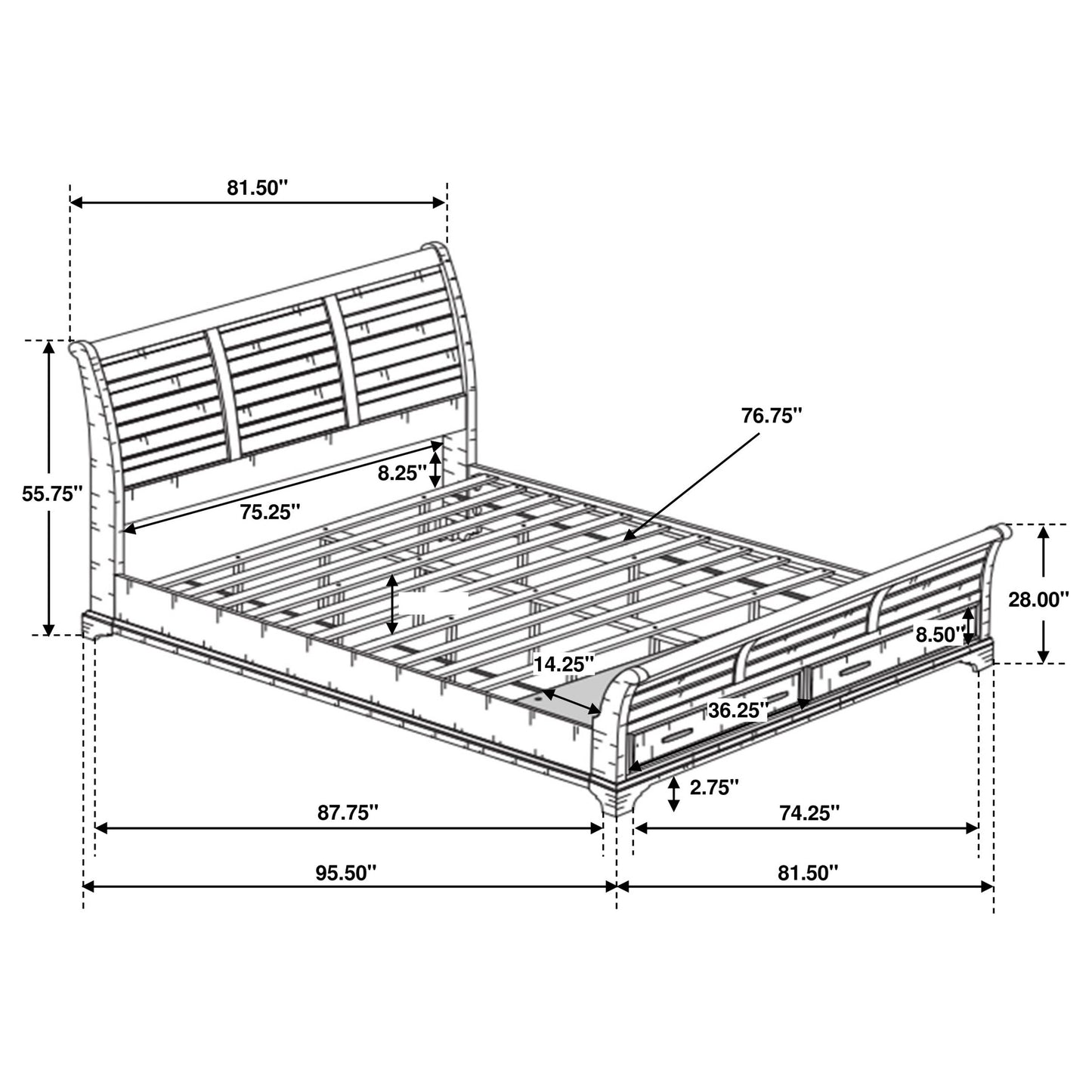 Elk Grove Eastern King Storage Bed Vintage Bourbon