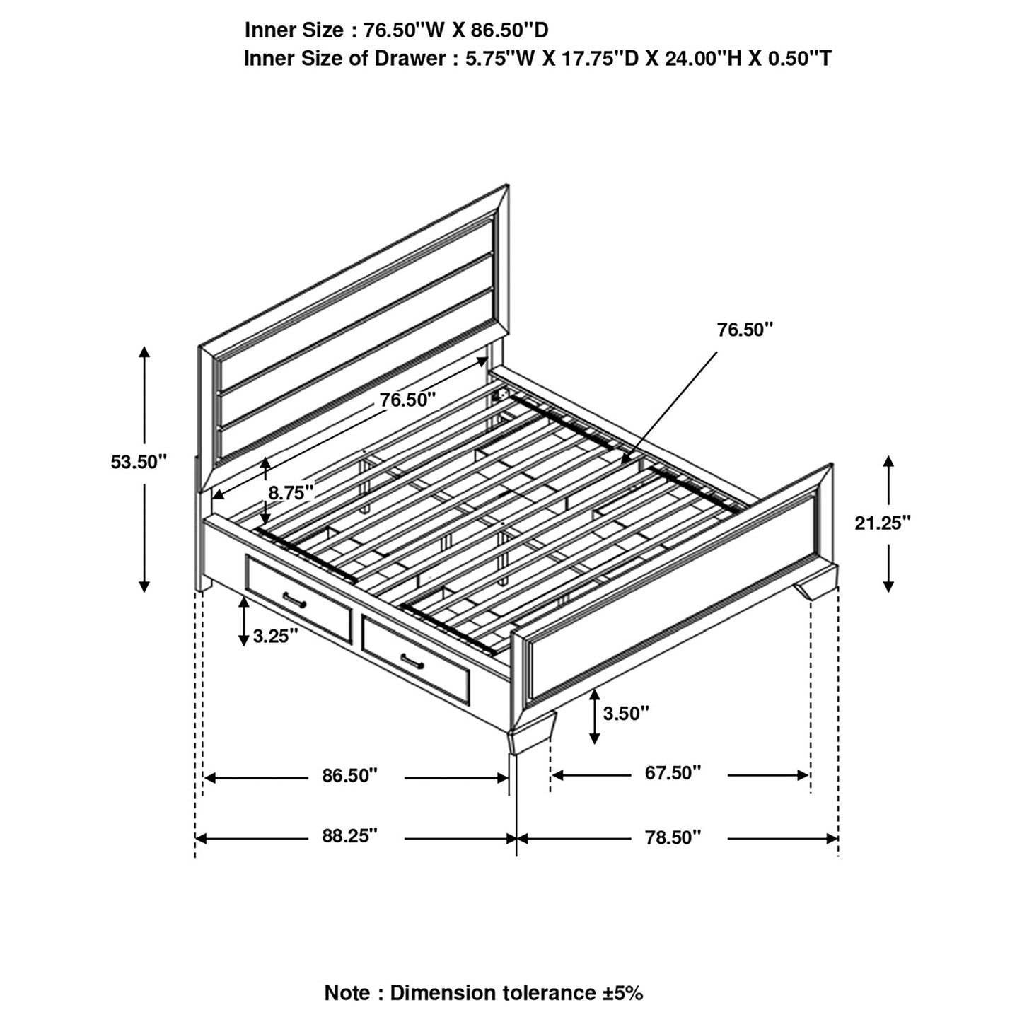 Kauffman California King Storage Bed Washed Taupe