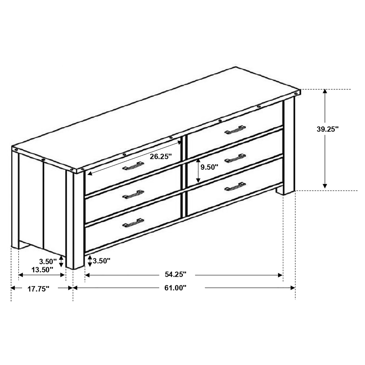 Sembene 6-drawer Dresser Antique Multi-color