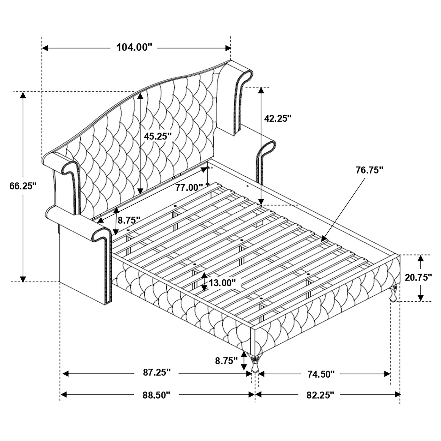 Deanna Eastern King Tufted Upholstered Bed Grey
