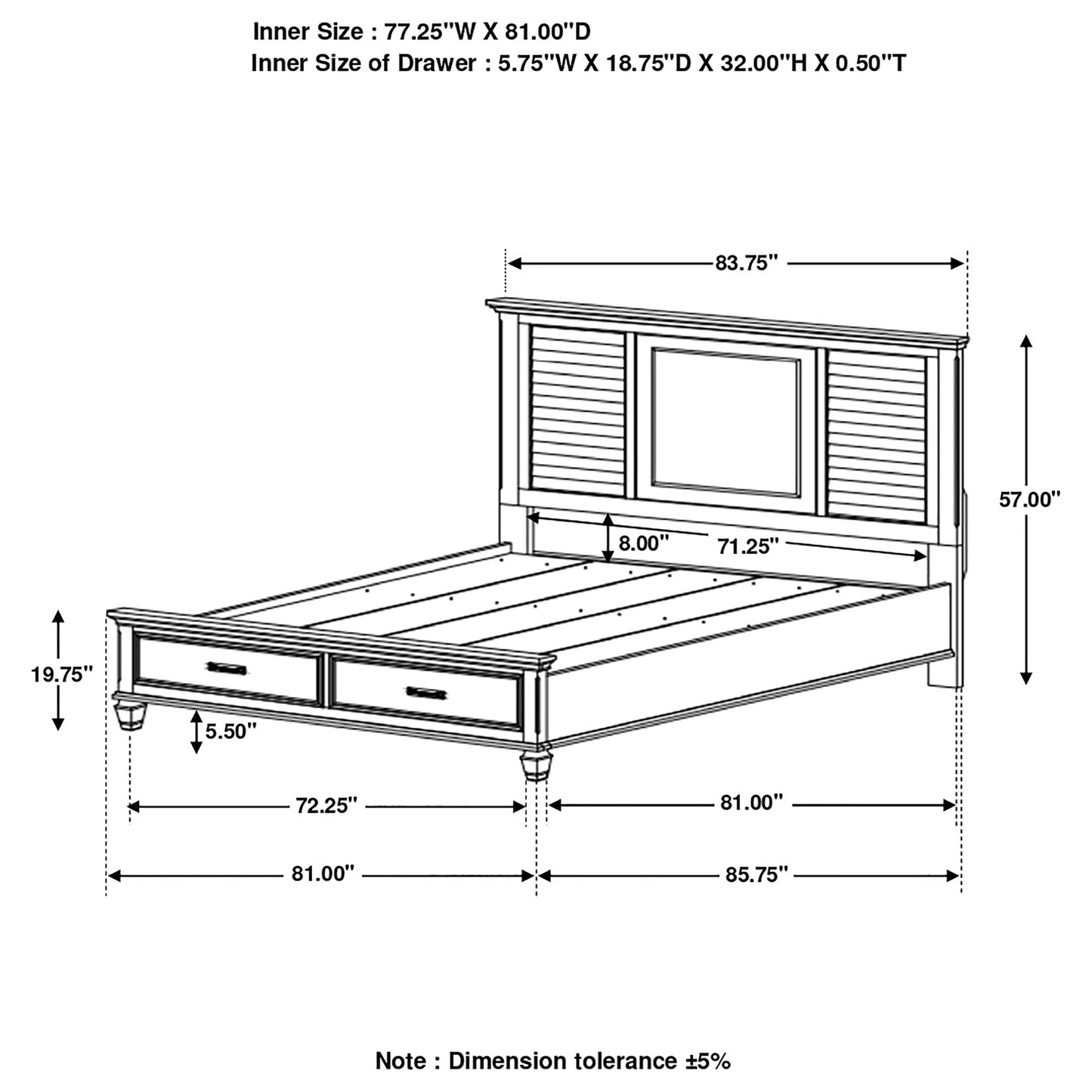 Franco Eastern King Storage Bed Antique White