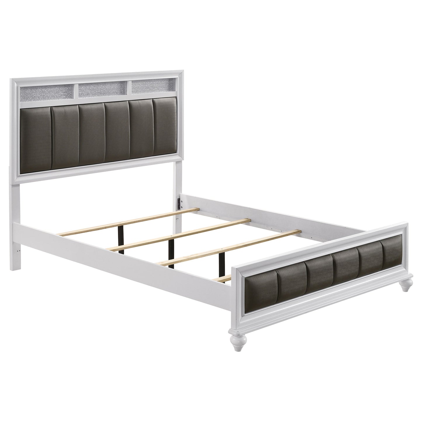 Barzini California King Upholstered Panel Bed White