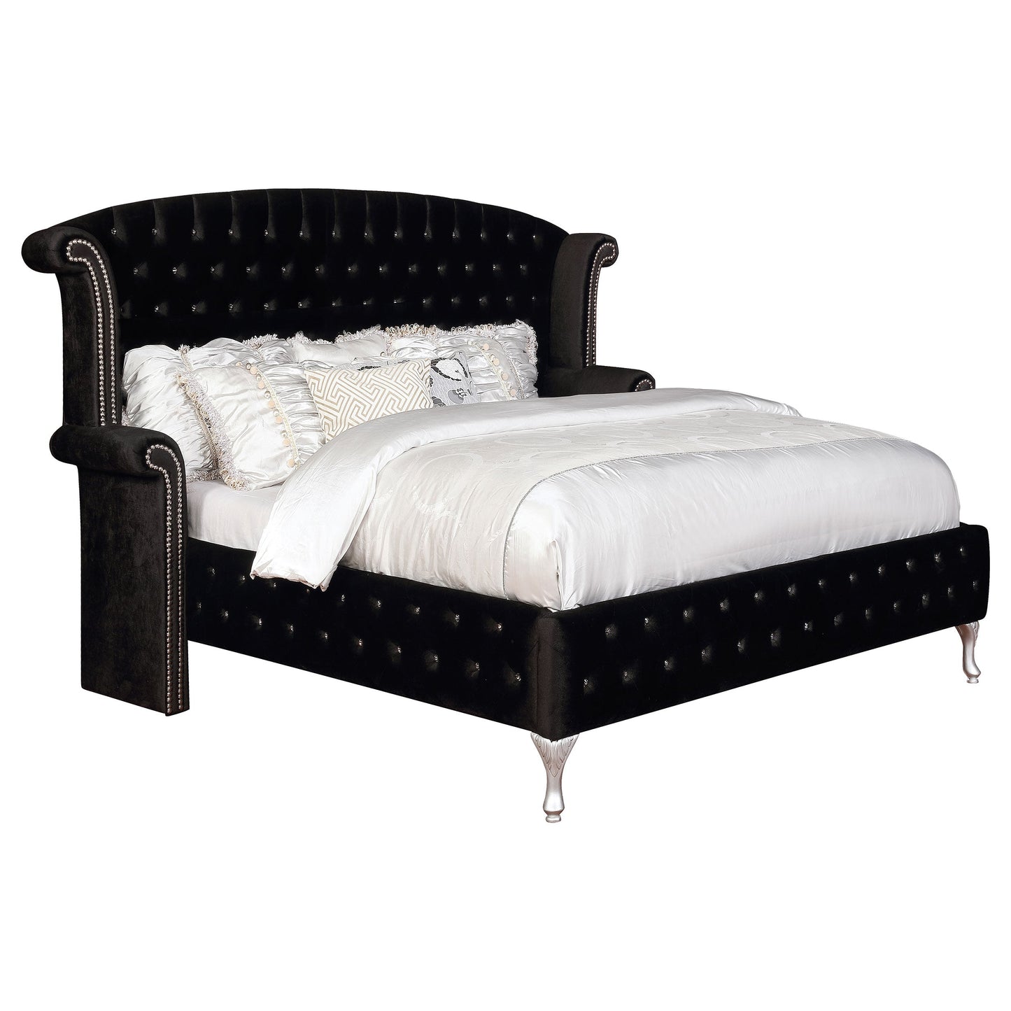 Deanna Eastern King Tufted Upholstered Bed Black