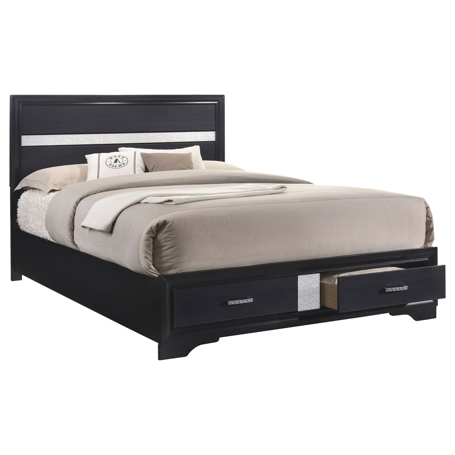 Miranda Eastern King 2-drawer Storage Bed Black